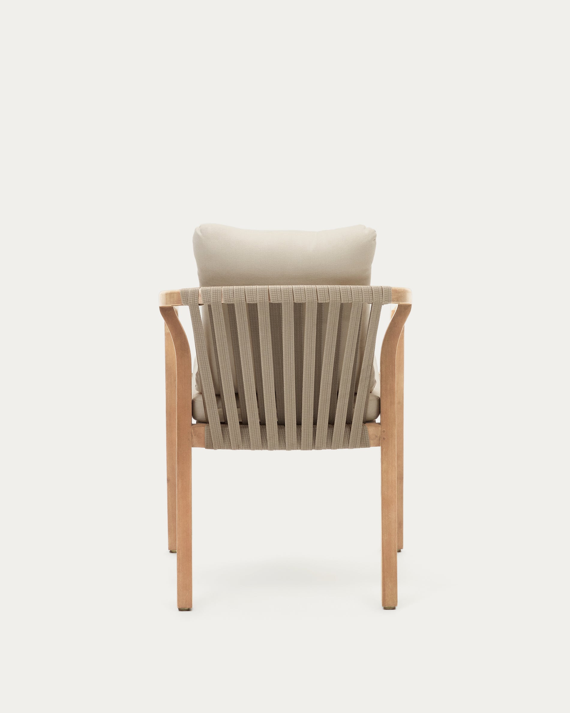 Malaret stackable chair in solid eucalyptus and beige cord, FSC - Product View