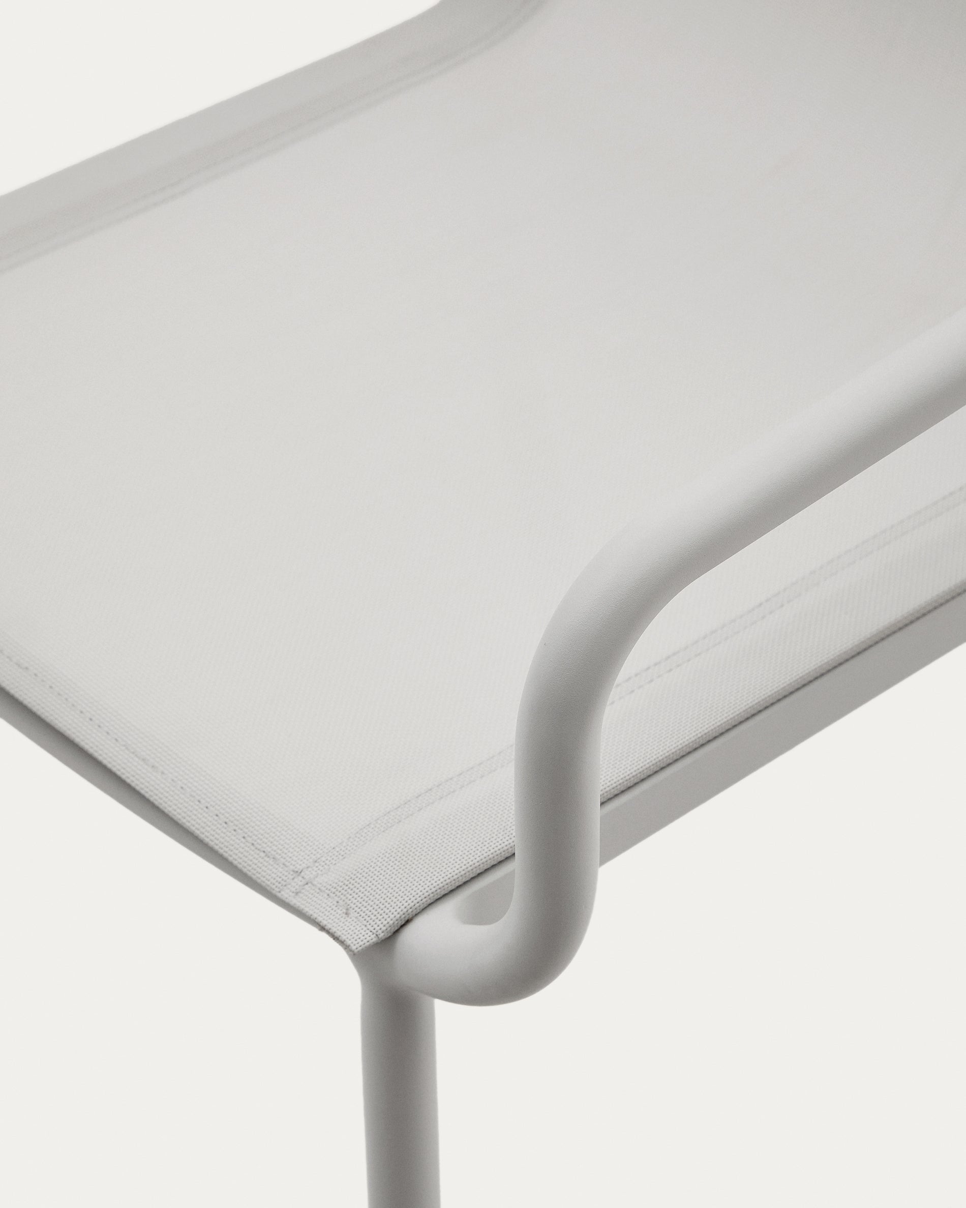 Galdana stackable outdoor chair made of aluminum with a light grey painted finish - Detail