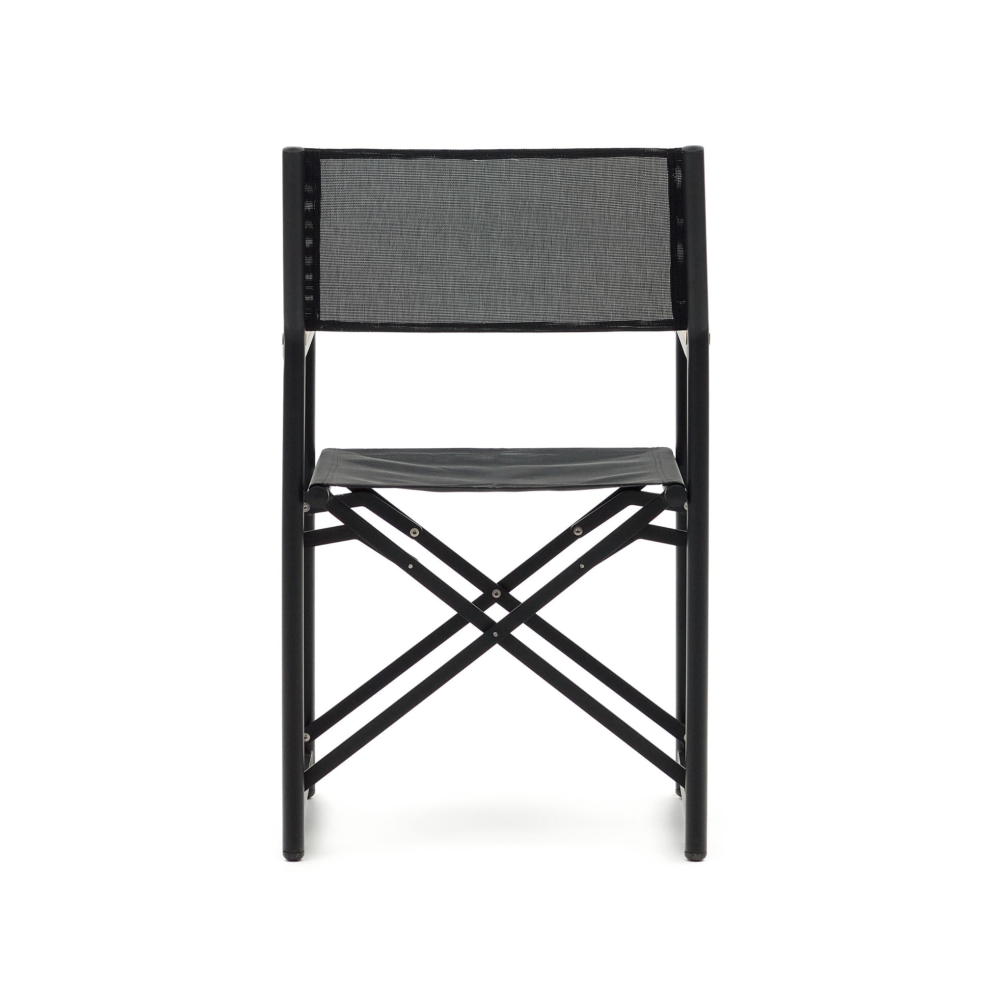Llado black aluminium folding chair with solid teak armrests 100% outdoor suitable - Product Image