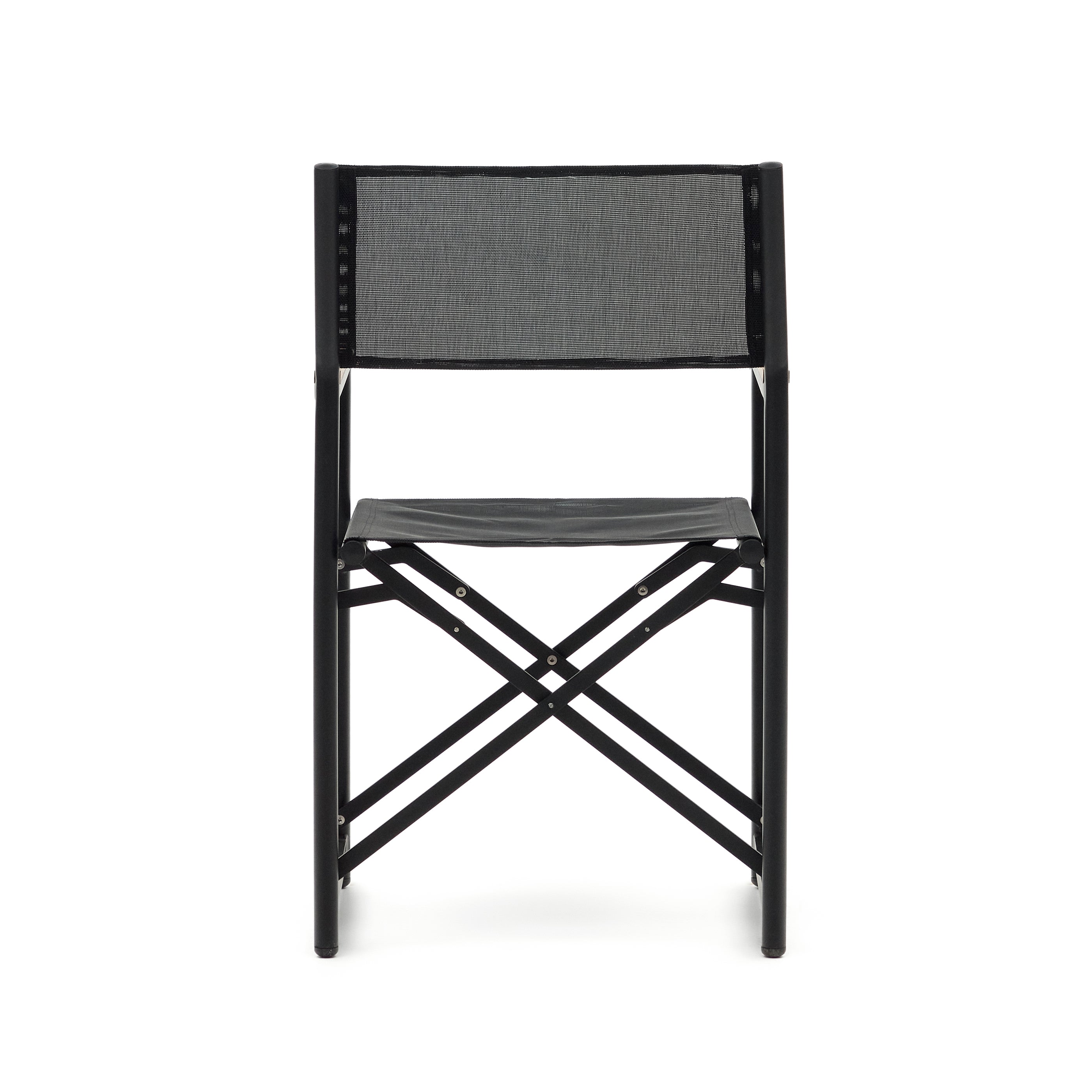 Llado black aluminium folding chair with solid teak armrests 100% outdoor suitable - Product Image
