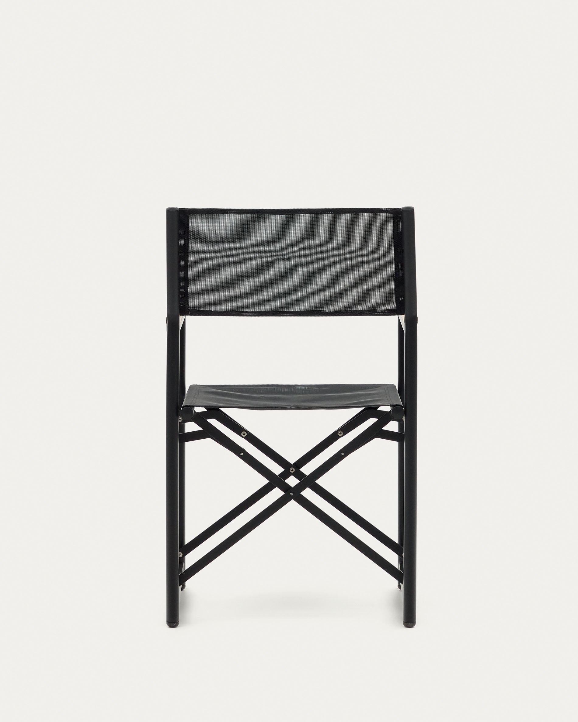 Llado black aluminium folding chair with solid teak armrests 100% outdoor suitable - Product View