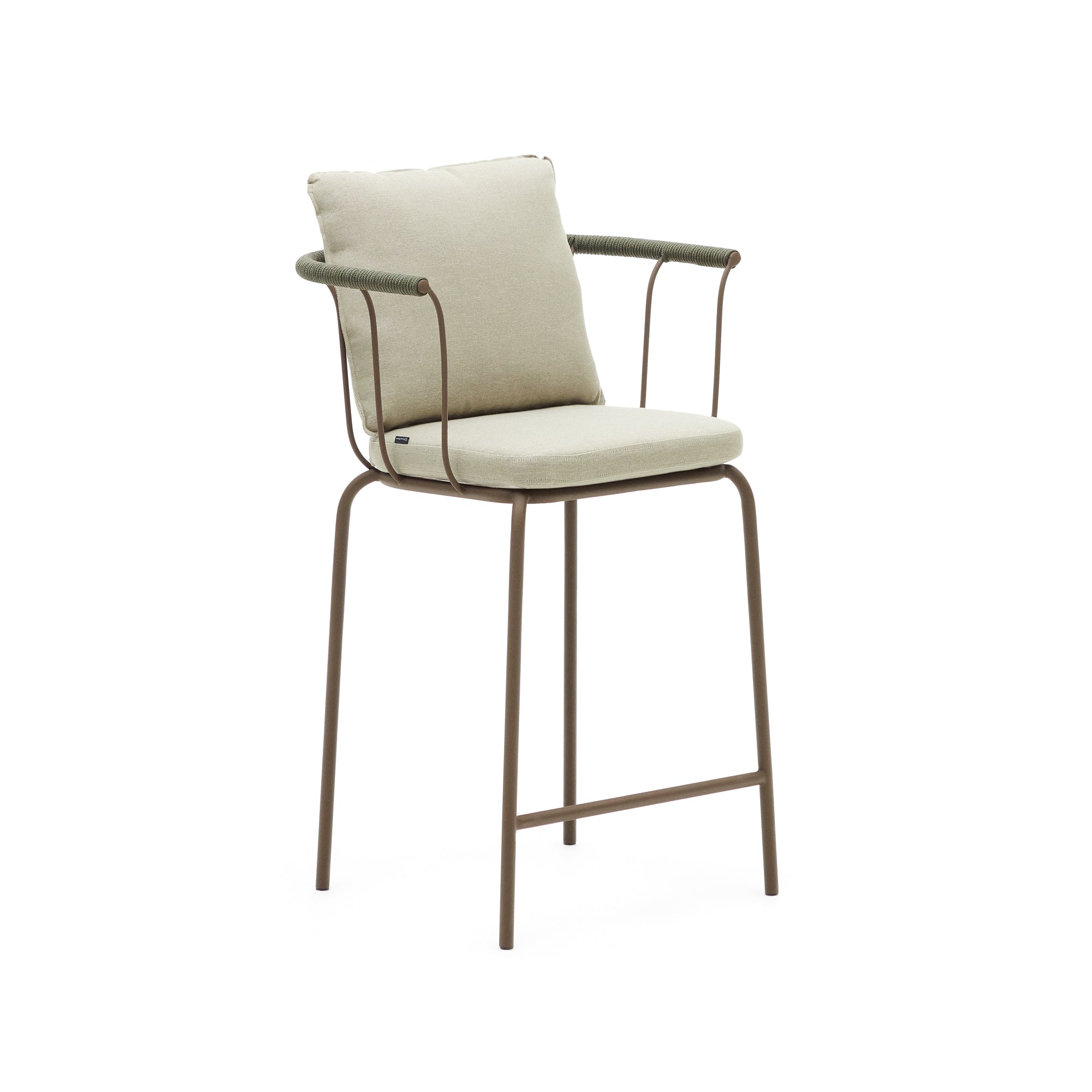 Salguer stackable stool in cord and steel with a brown painted finish, 66 cm - Product Image