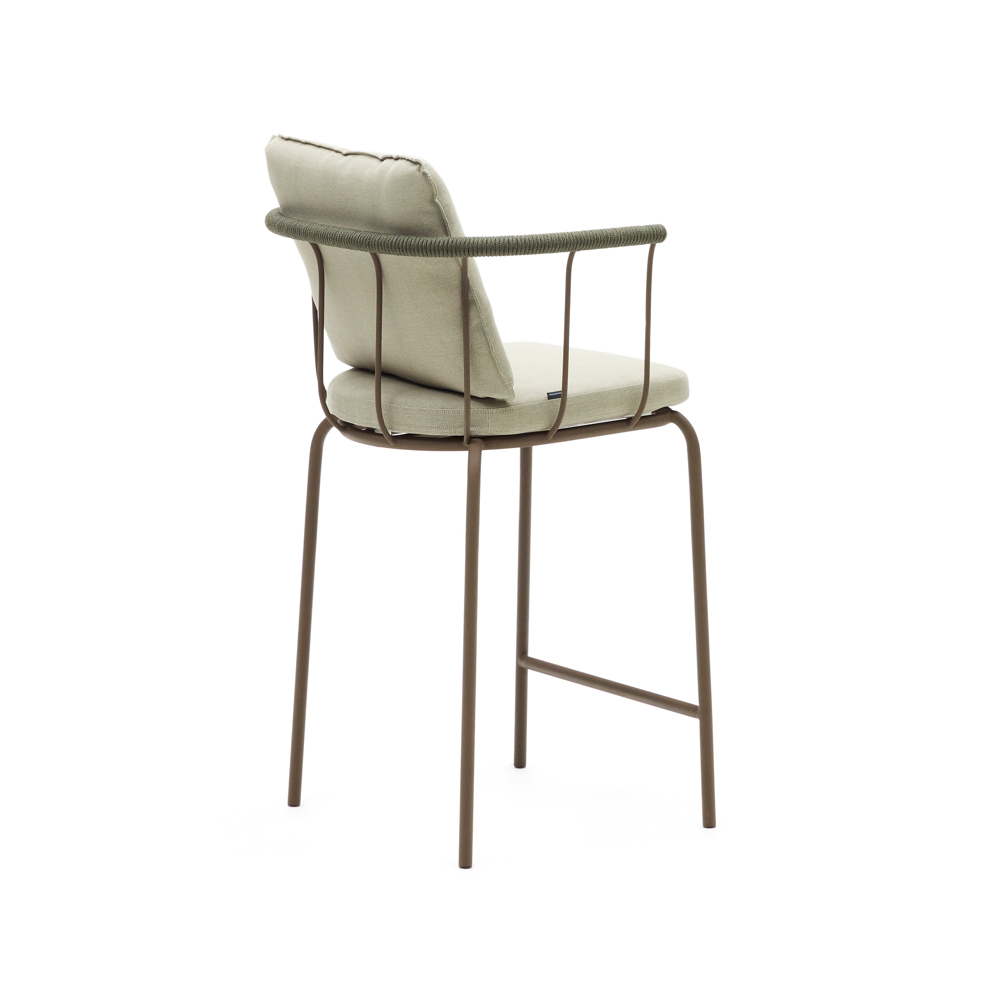 Salguer stackable stool in cord and steel with a brown painted finish, 66 cm - Product Image