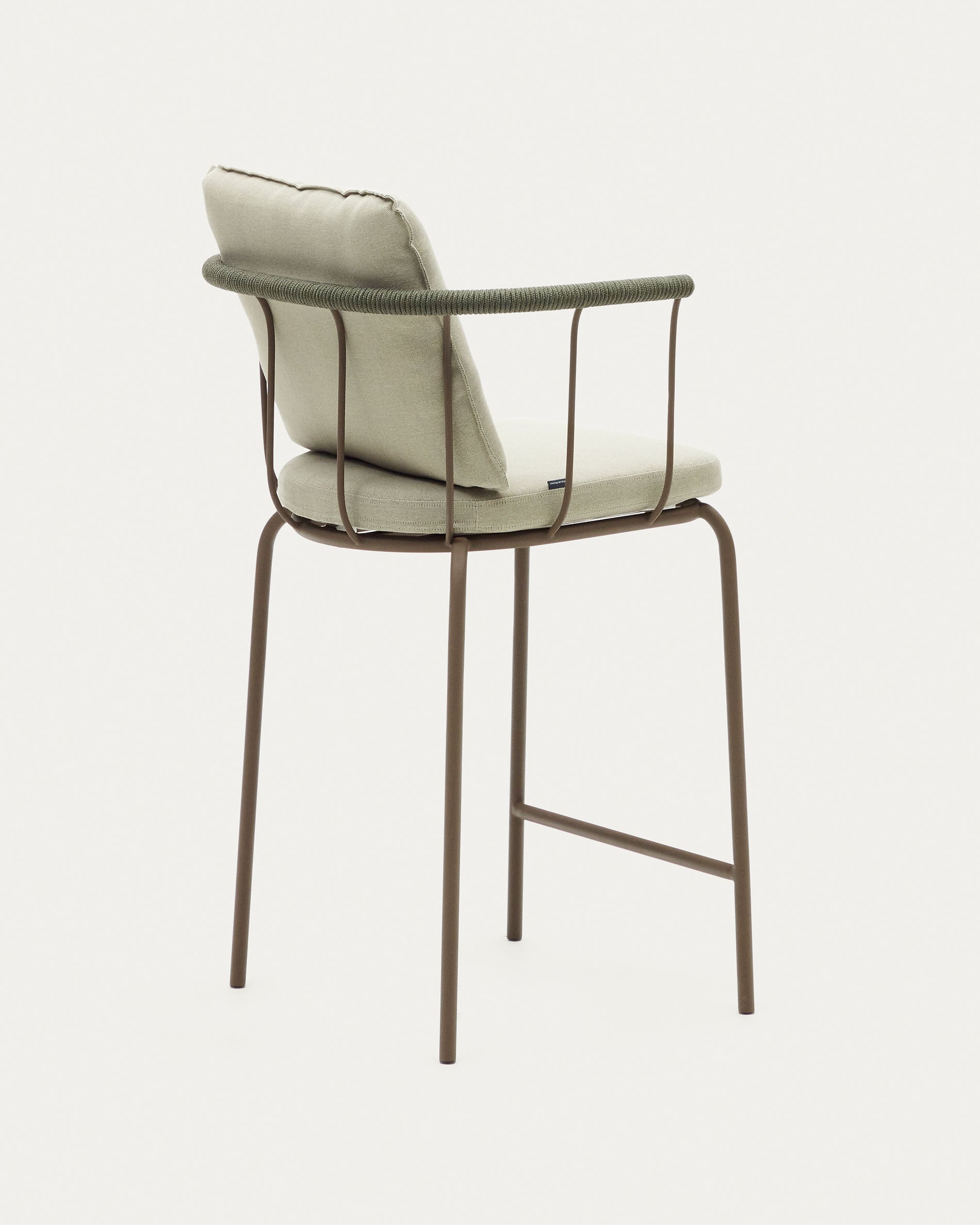 Salguer stackable stool in cord and steel with a brown painted finish, 66 cm - Product View