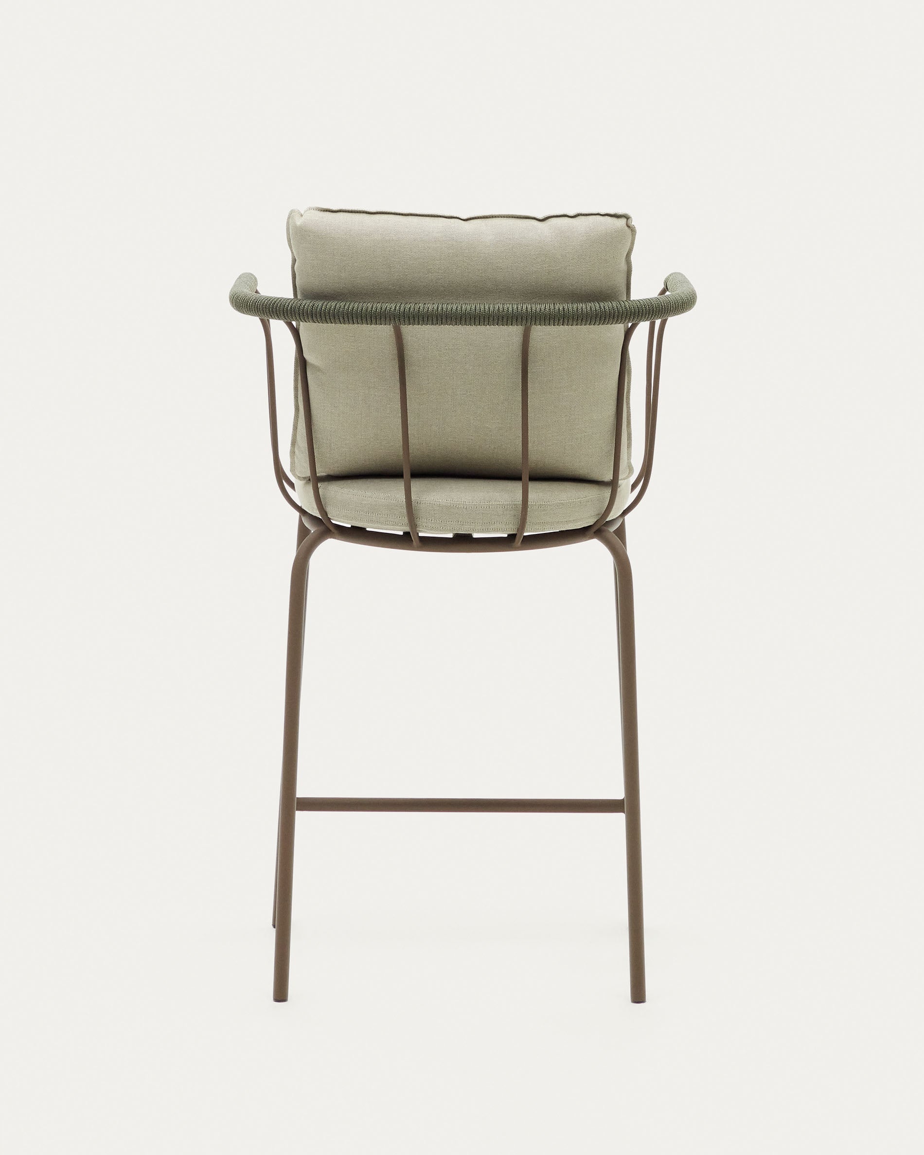 Salguer stackable stool in cord and steel with a brown painted finish, 66 cm - Product View