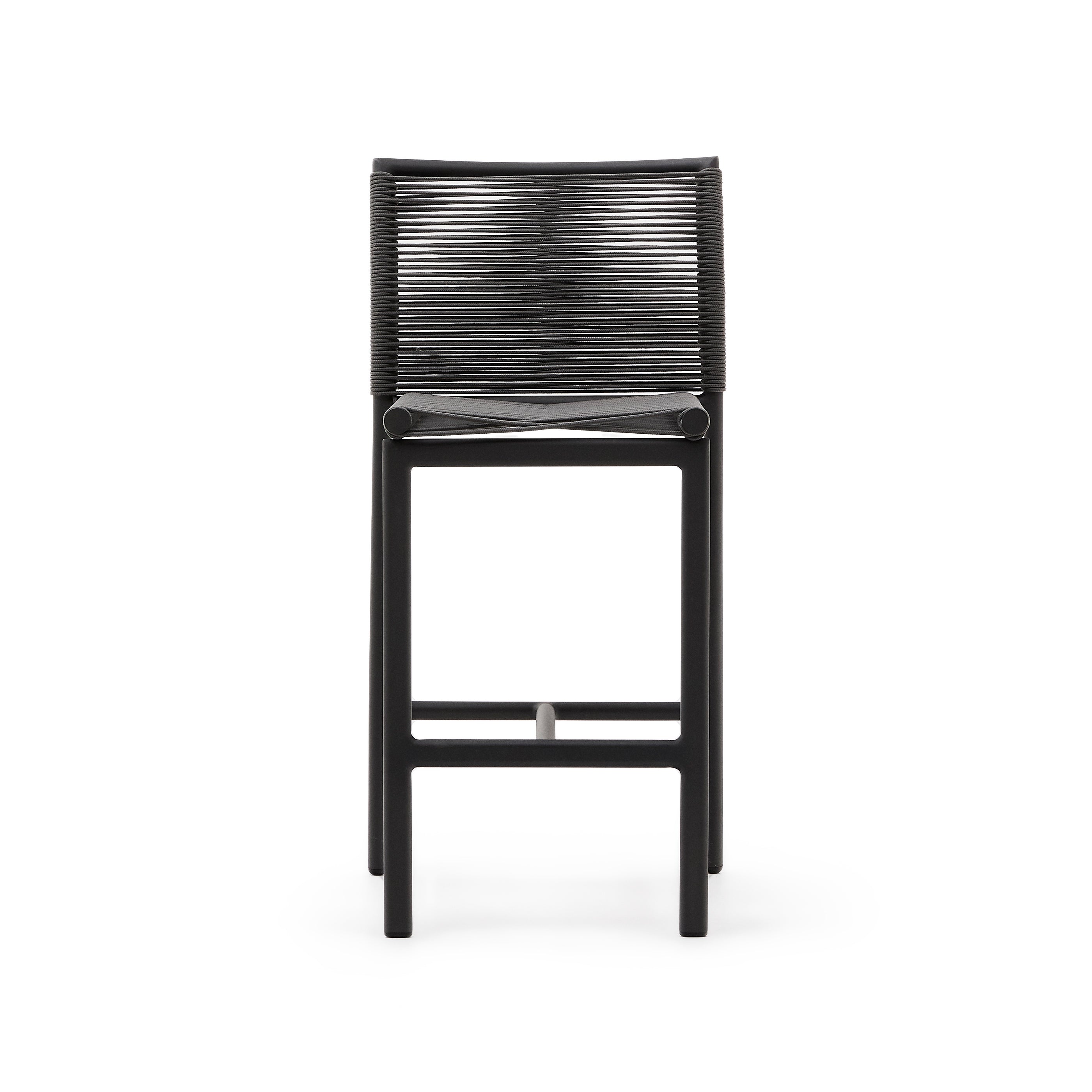 Culip outdoor stool made of rope cord and grey aluminum 65 cm - Product Image