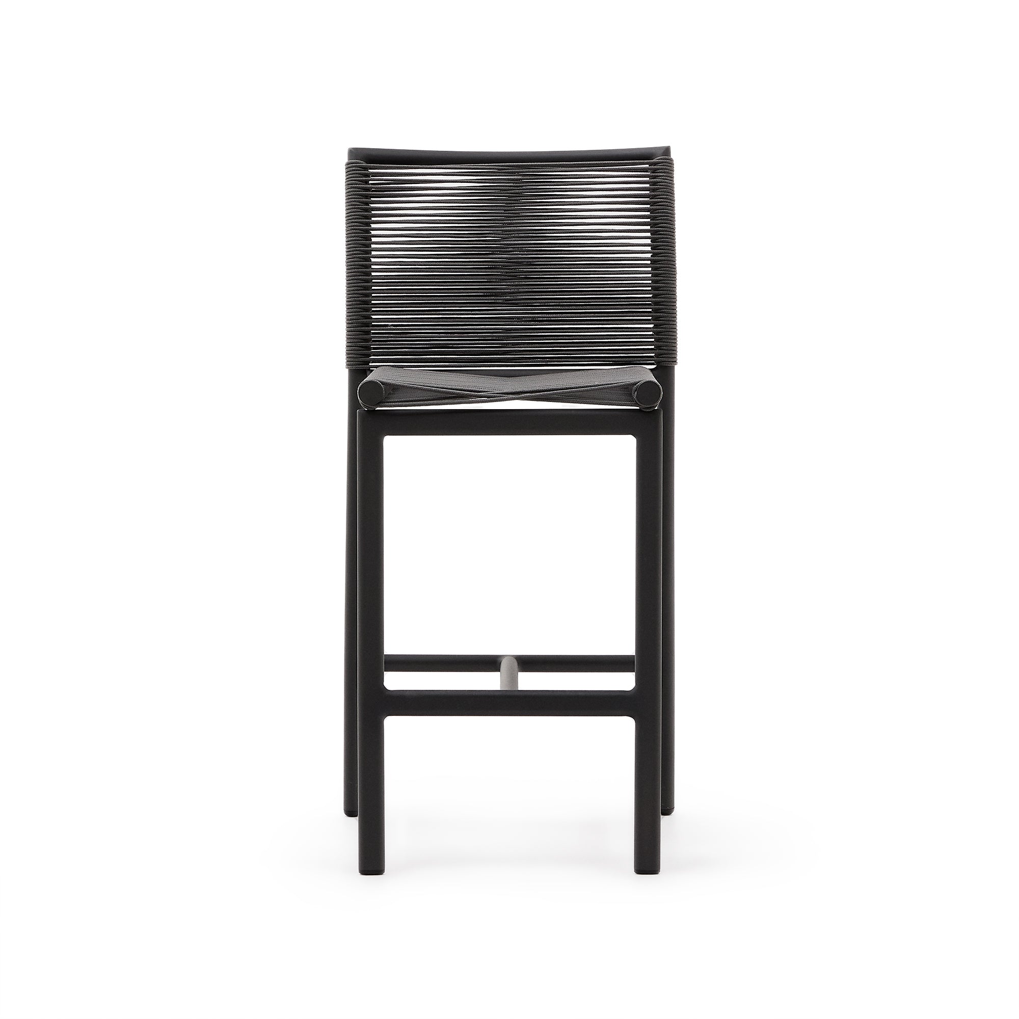 Culip outdoor stool made of rope cord and grey aluminum 65 cm - Product Image