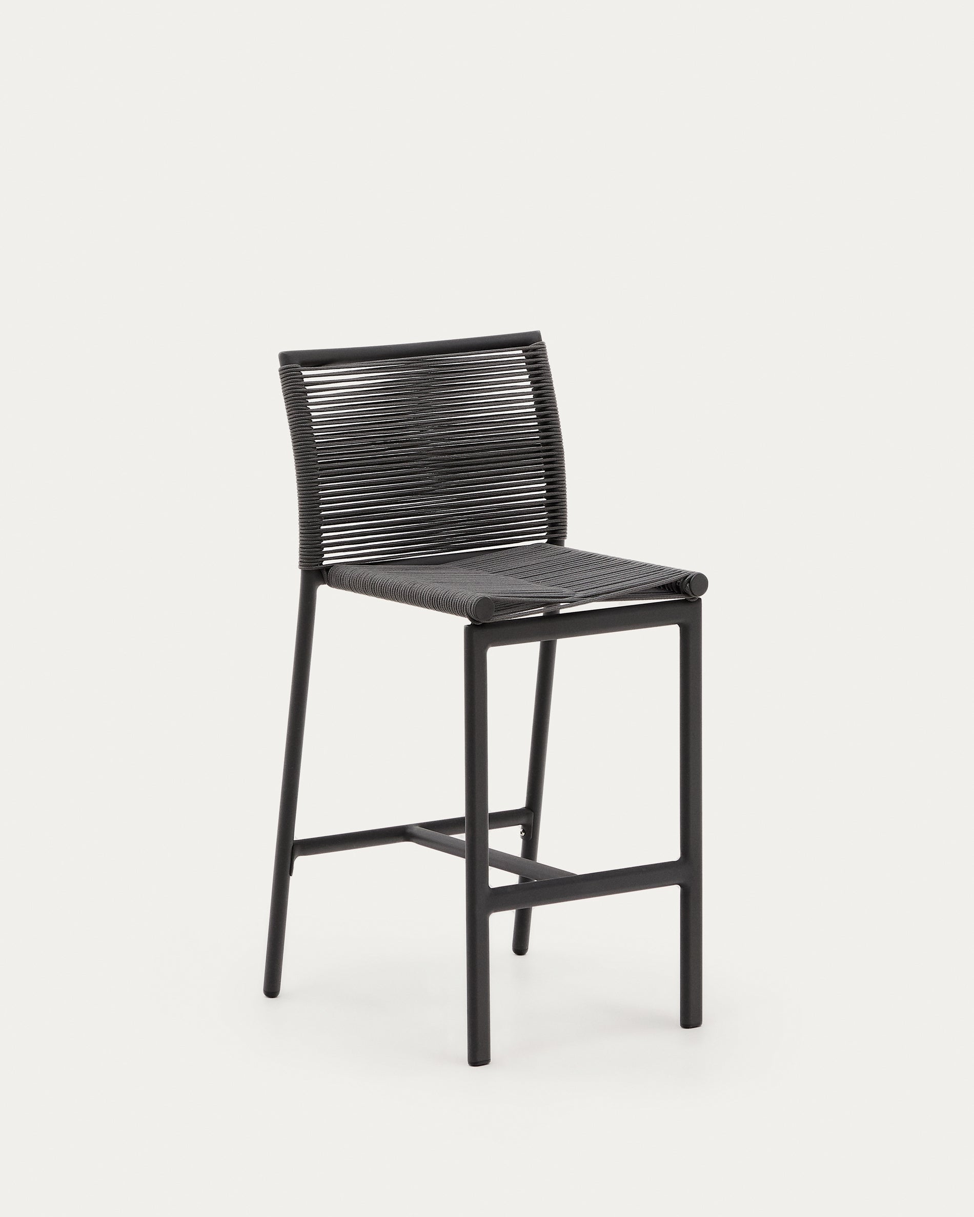 Culip outdoor stool made of rope cord and grey aluminum 65 cm - Product View