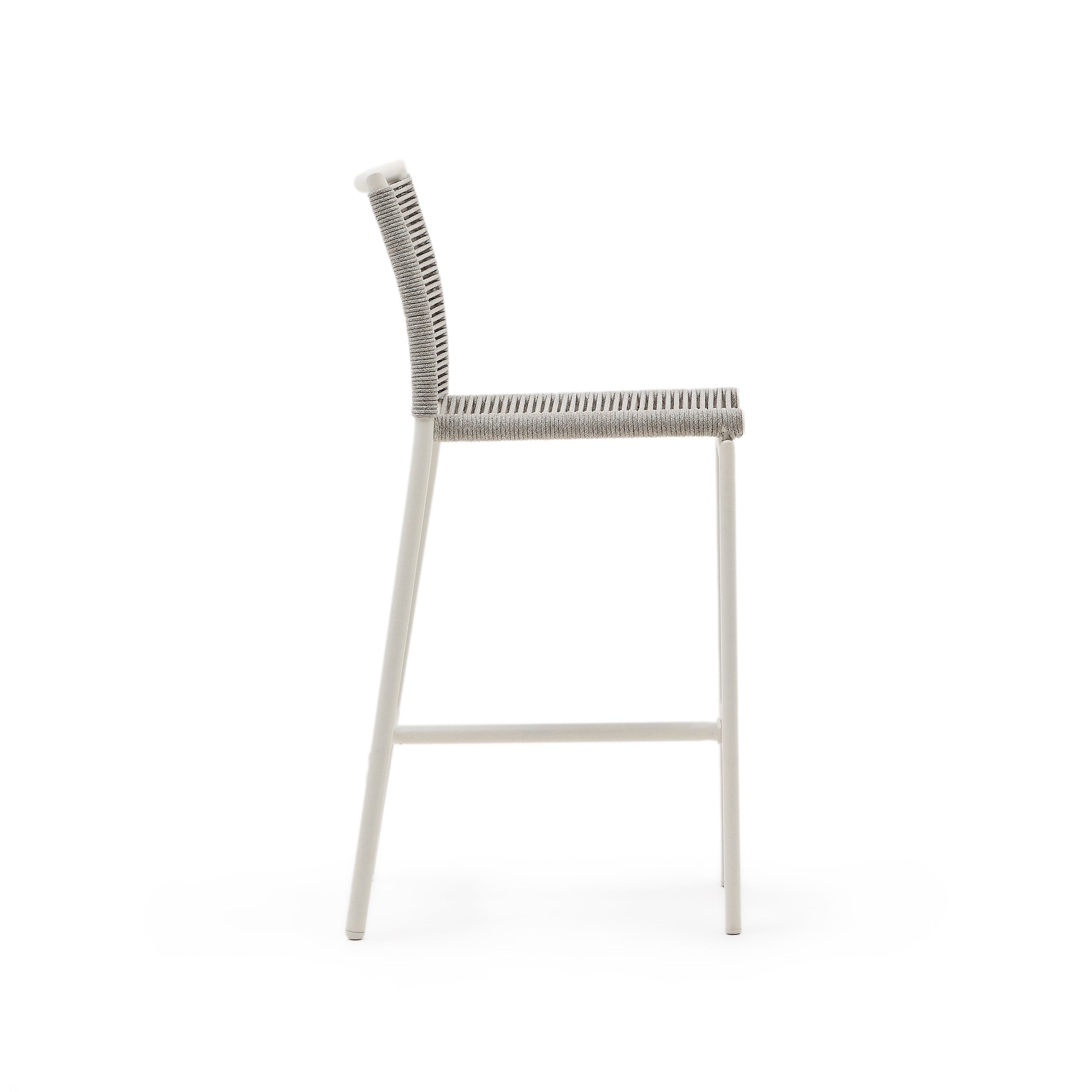 Culip outdoor stool made of rope cord and white aluminium, 65 cm - Product Image