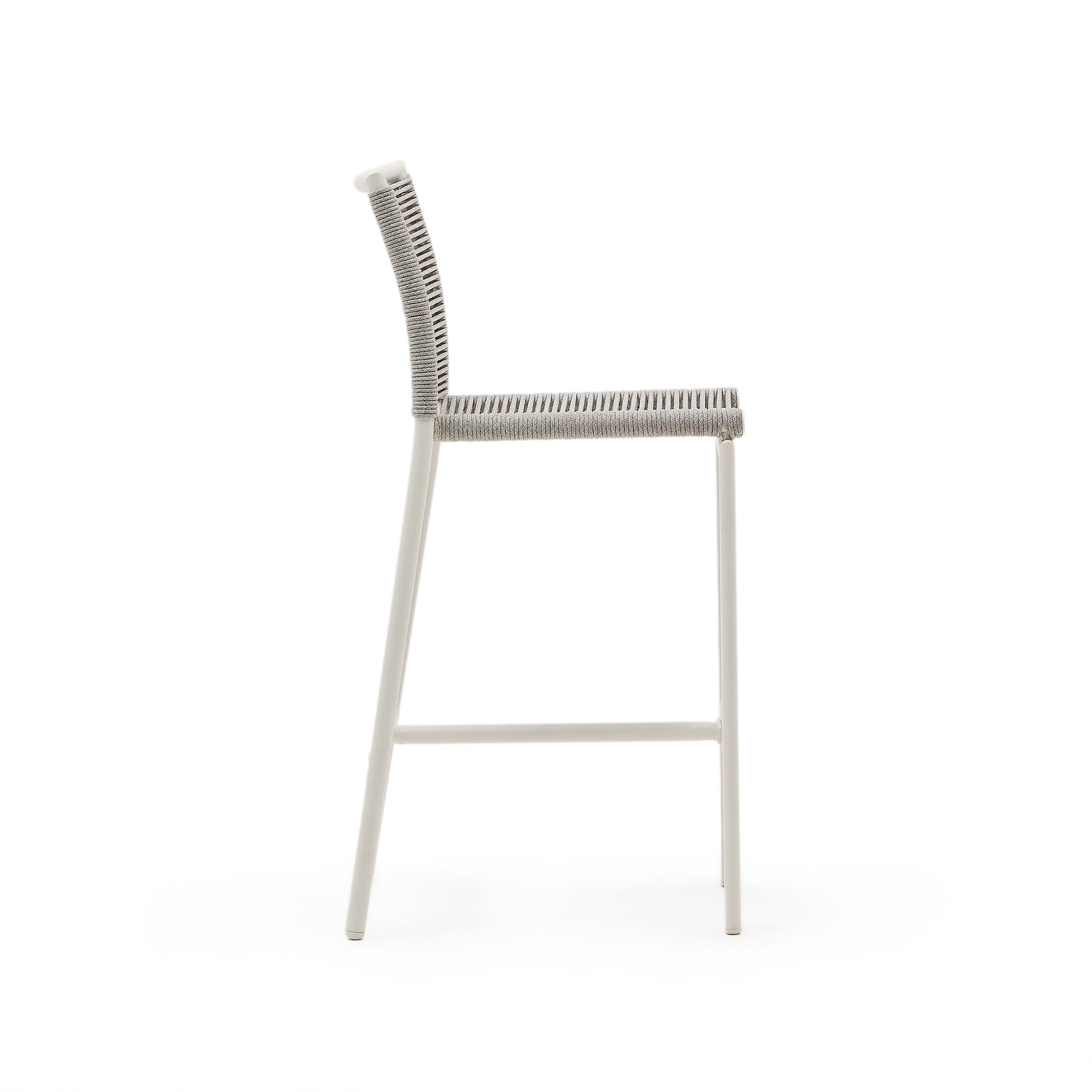 Culip outdoor stool made of rope cord and white aluminium, 65 cm - Product Image