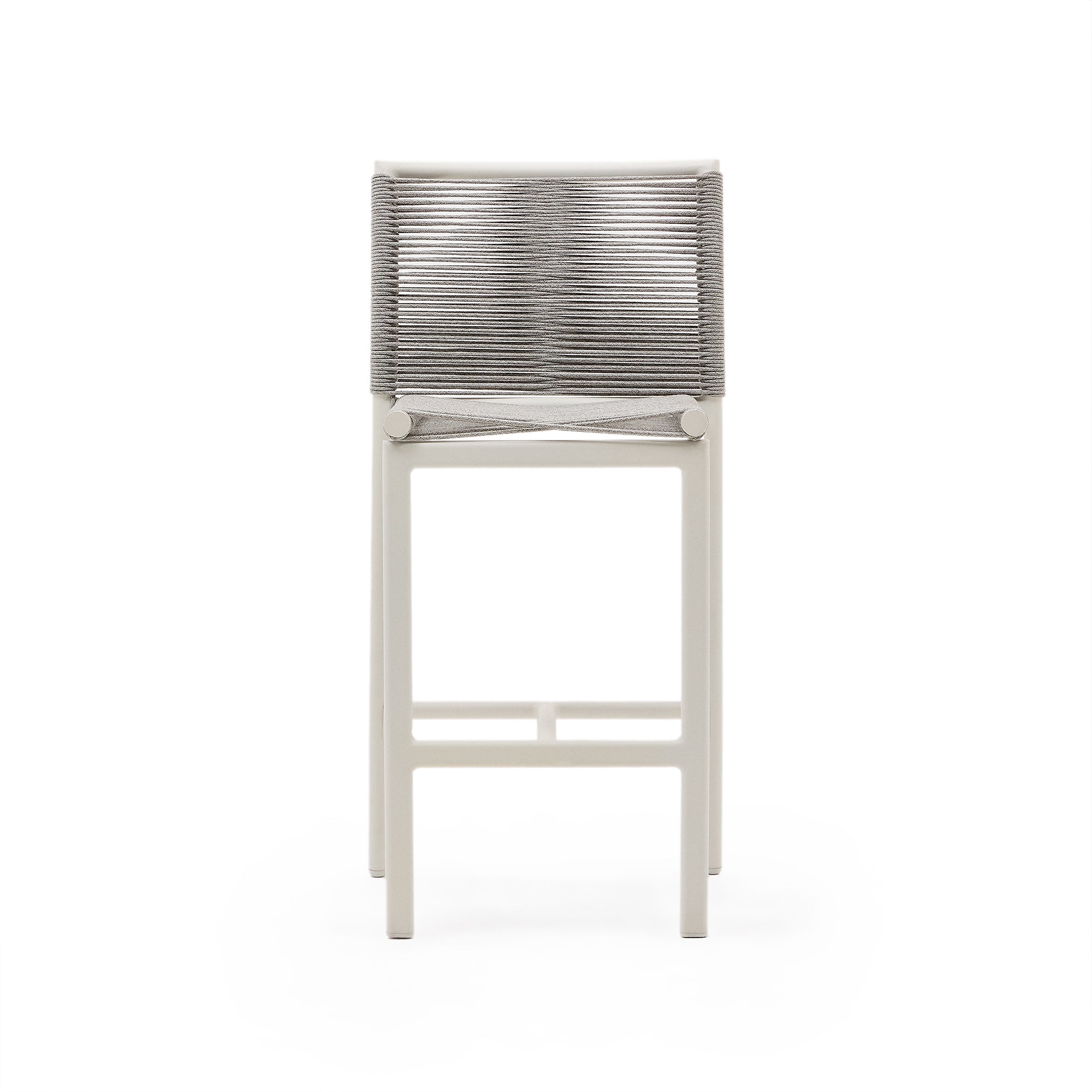 Culip outdoor stool made of rope cord and white aluminium, 65 cm - Product Image