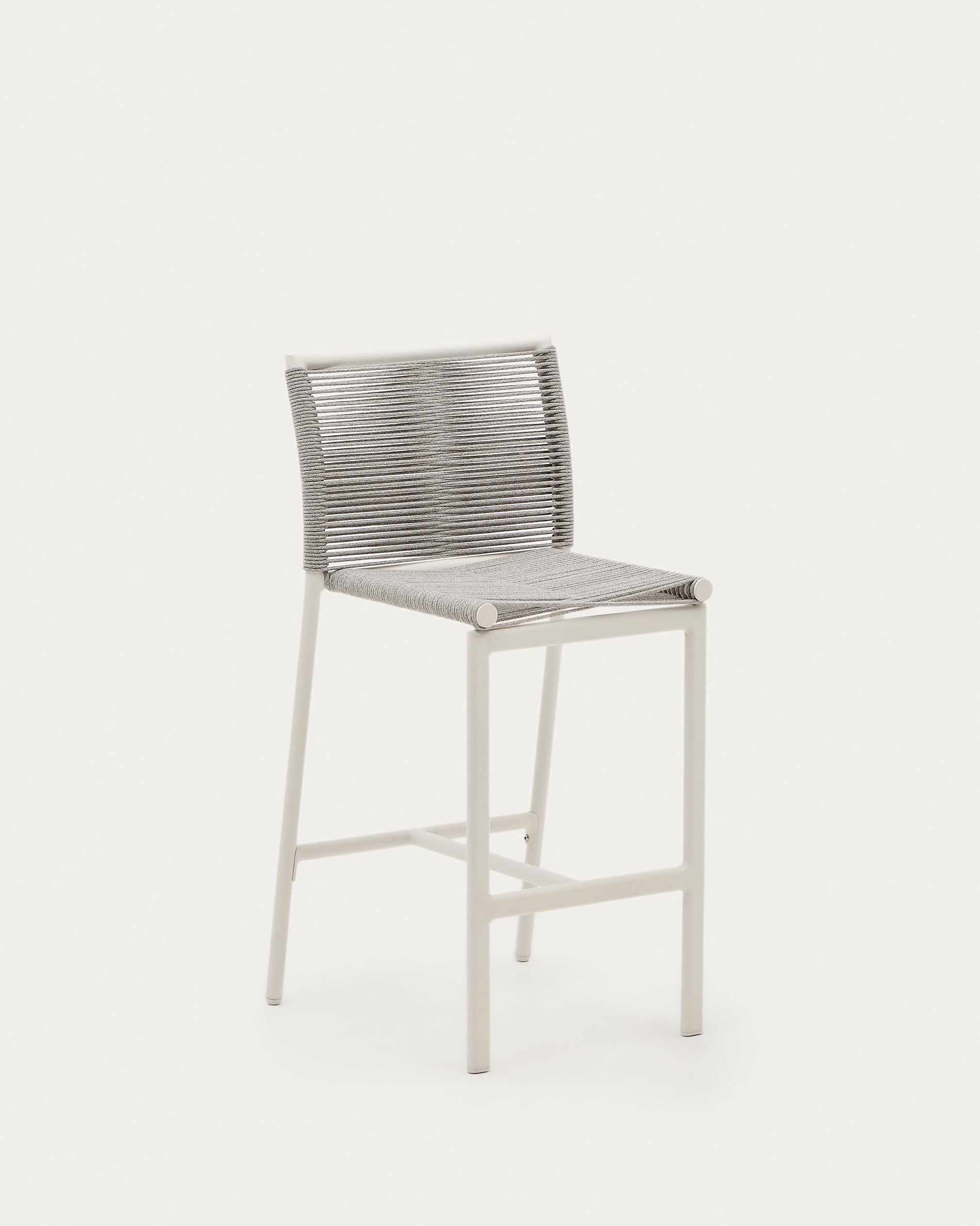 Culip outdoor stool made of rope cord and white aluminium, 65 cm - Product View