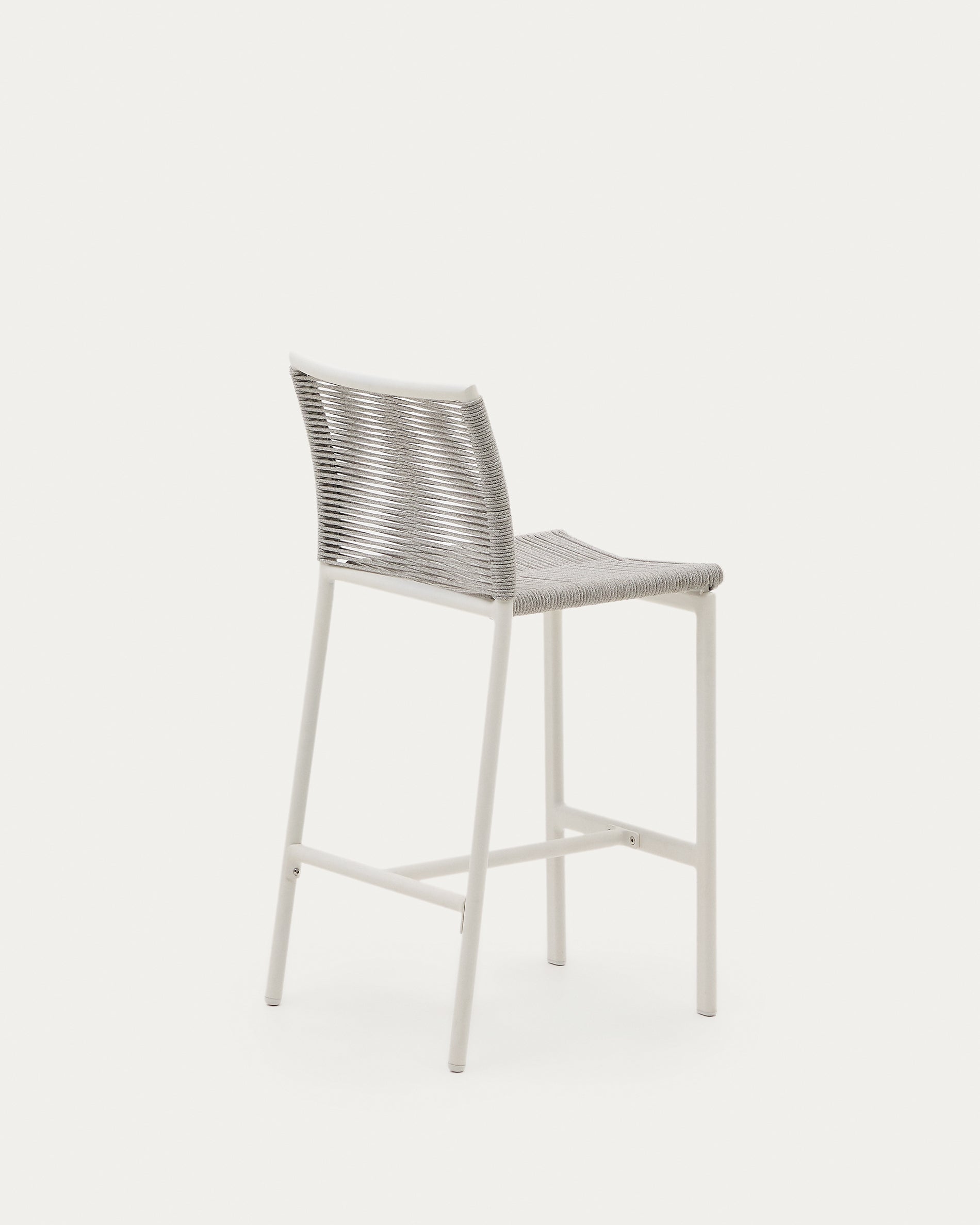Culip outdoor stool made of rope cord and white aluminium, 65 cm - Product View
