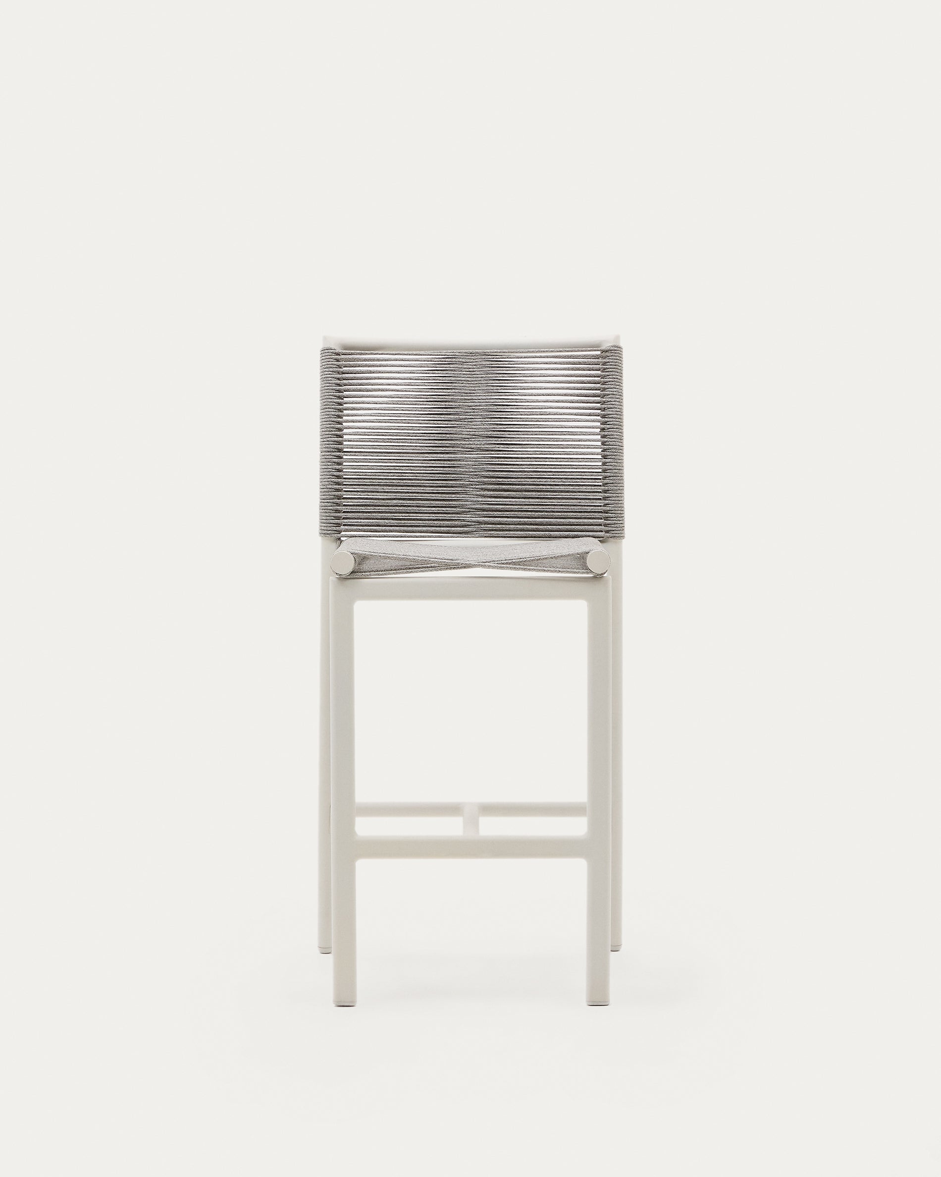 Culip outdoor stool made of rope cord and white aluminium, 65 cm - Product View