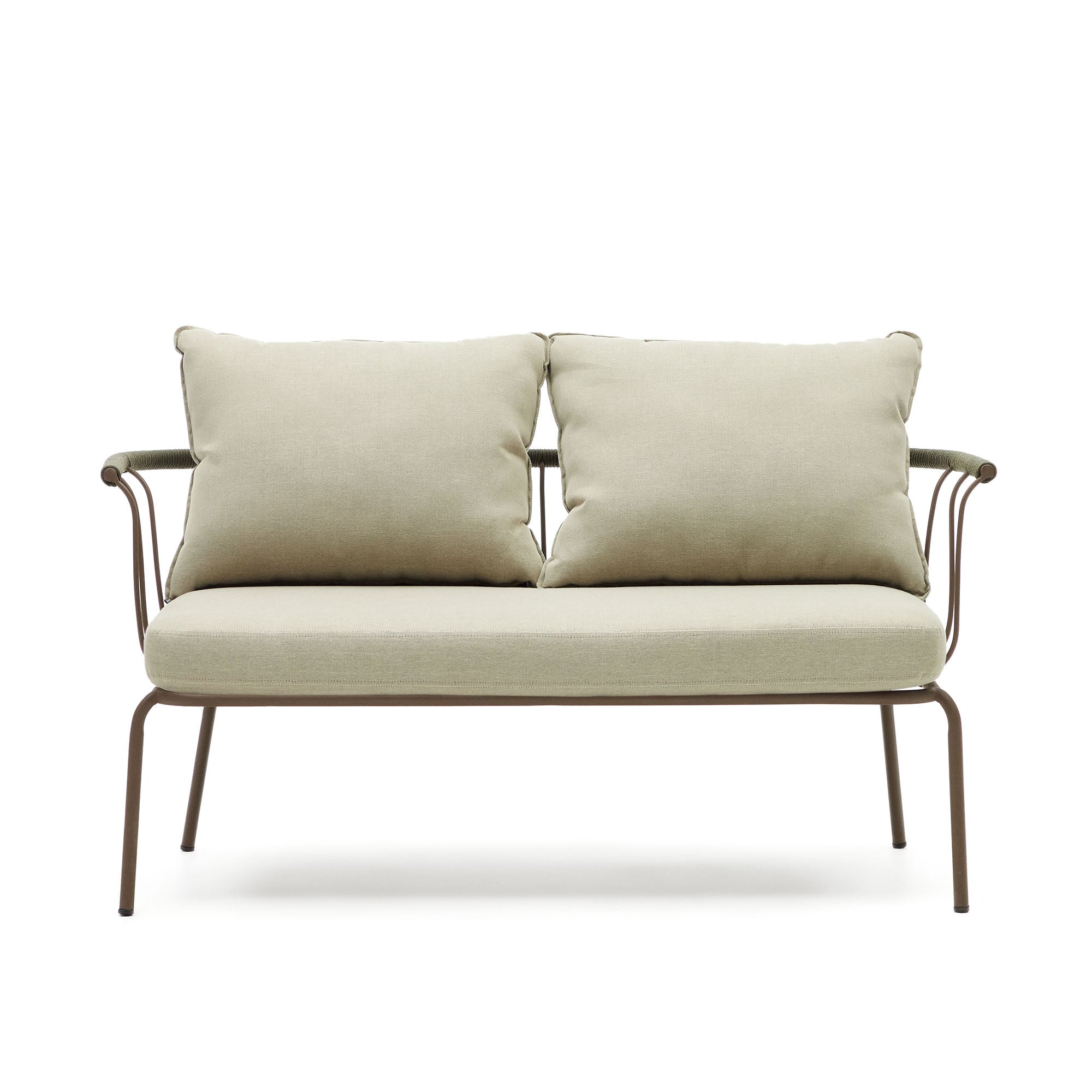 Salguer sofa in green cord and steel with a brown painted finish, 134 cm - Product Image