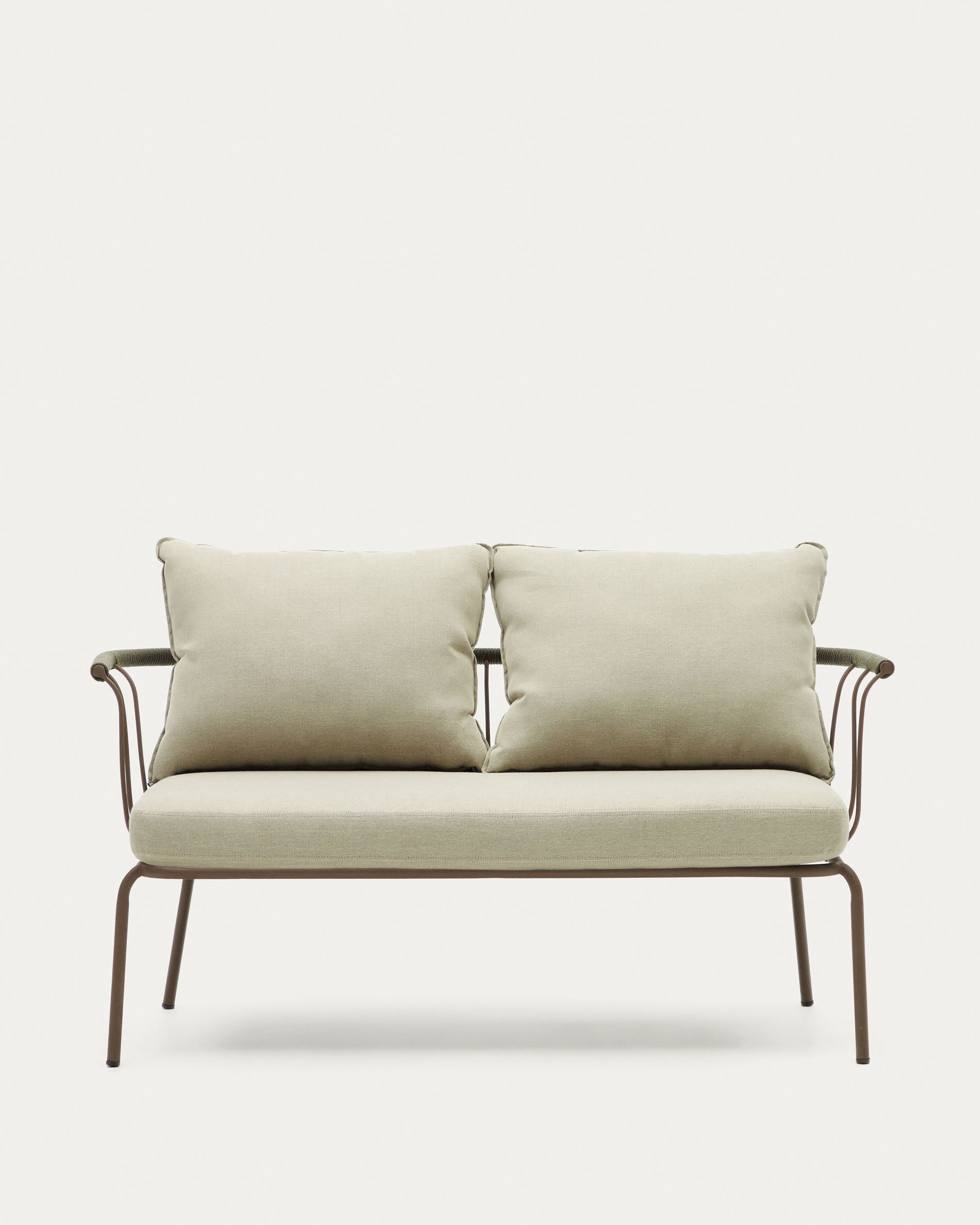 Salguer sofa in green cord and steel with a brown painted finish, 134 cm - Product View