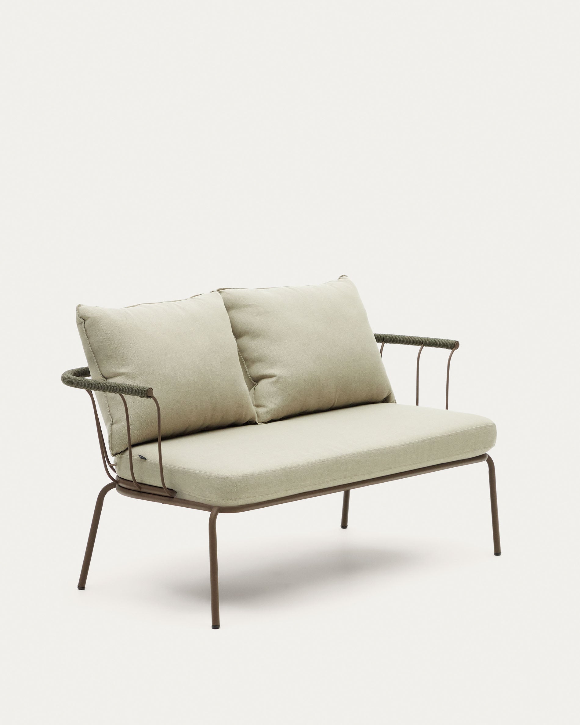 Salguer sofa in green cord and steel with a brown painted finish, 134 cm - Product View