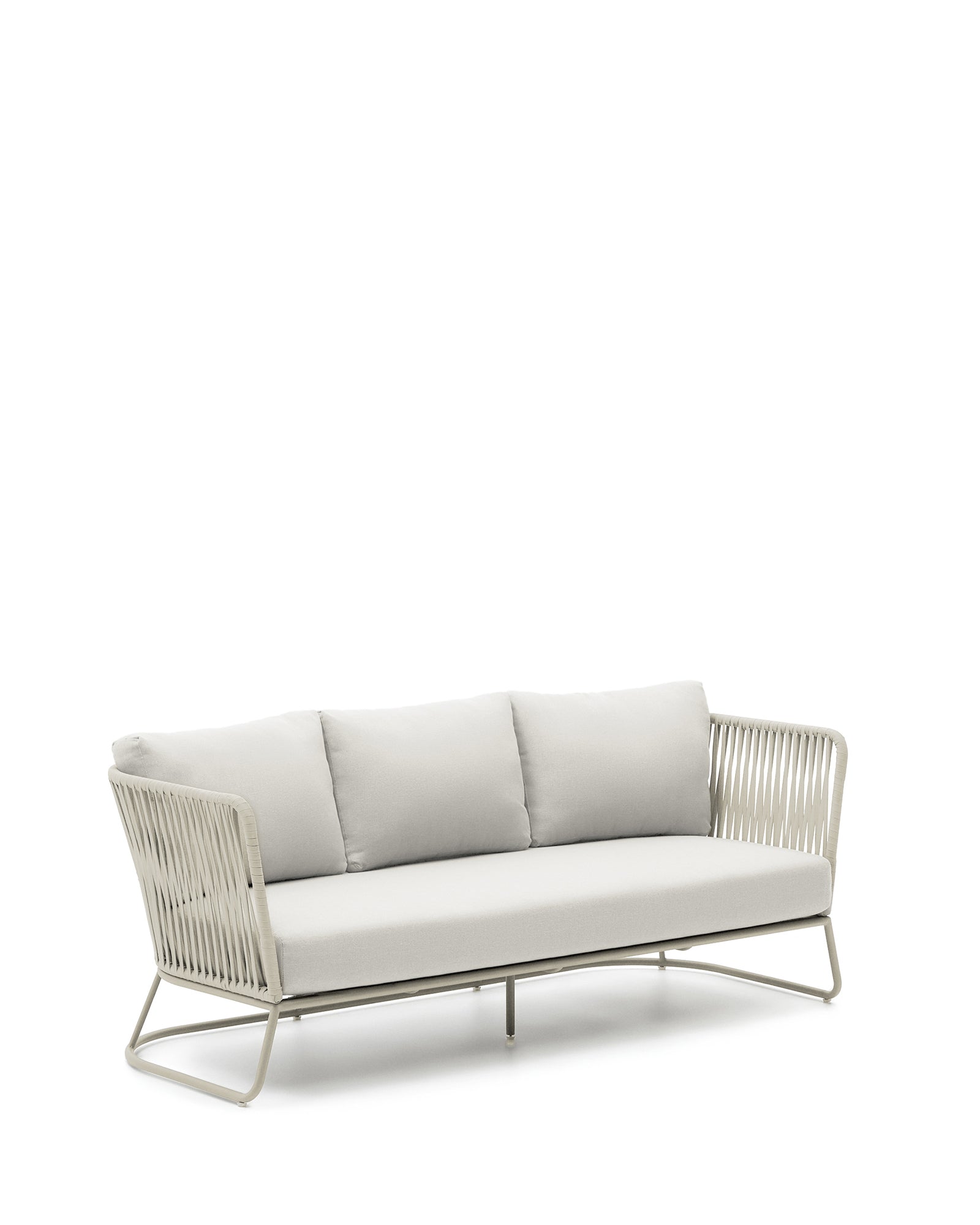 Saconca outdoor 3-seater sofa in rope cord and grey galvanised steel 189cm - Product Image
