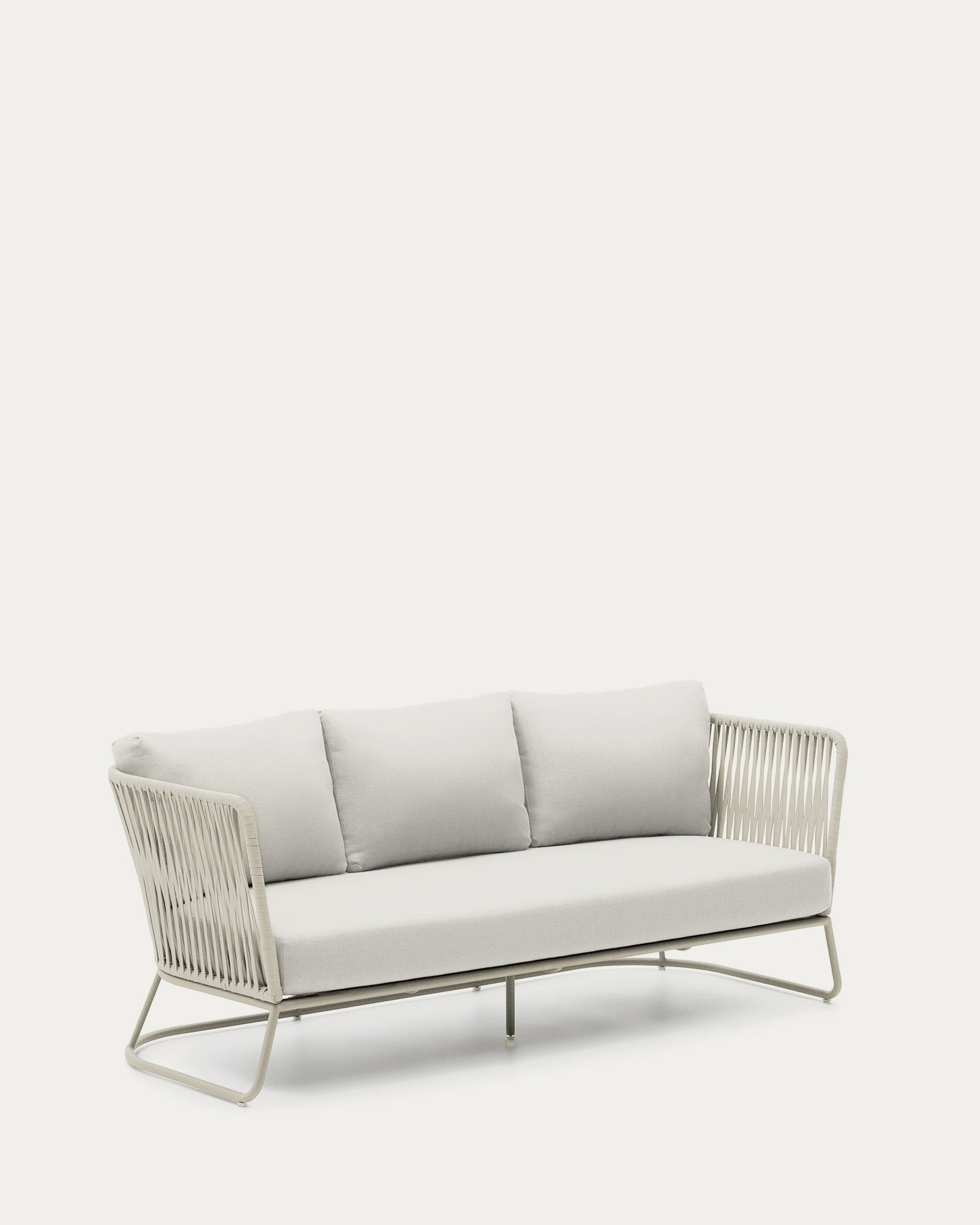 Saconca outdoor 3-seater sofa in rope cord and grey galvanised steel 189cm - Product Image