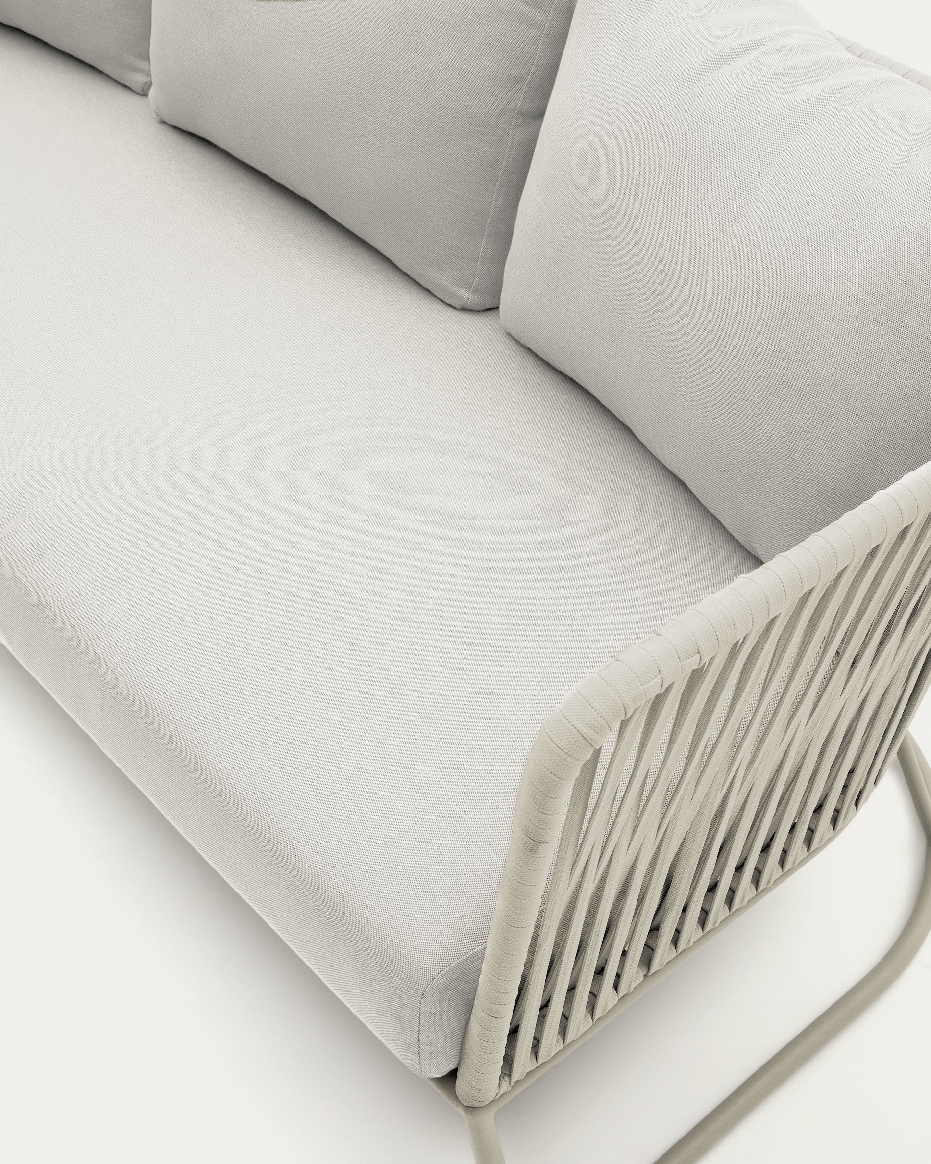 Saconca outdoor 3-seater sofa in rope cord and grey galvanised steel 189cm - Detail