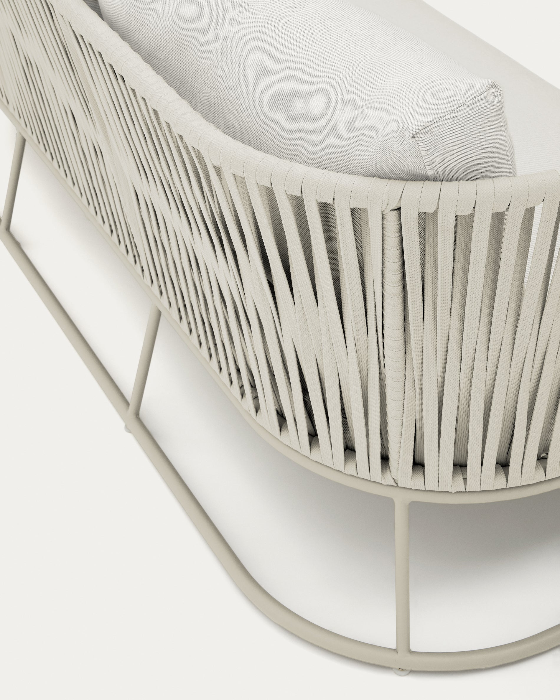 Saconca outdoor 3-seater sofa in rope cord and grey galvanised steel 189cm - Detail