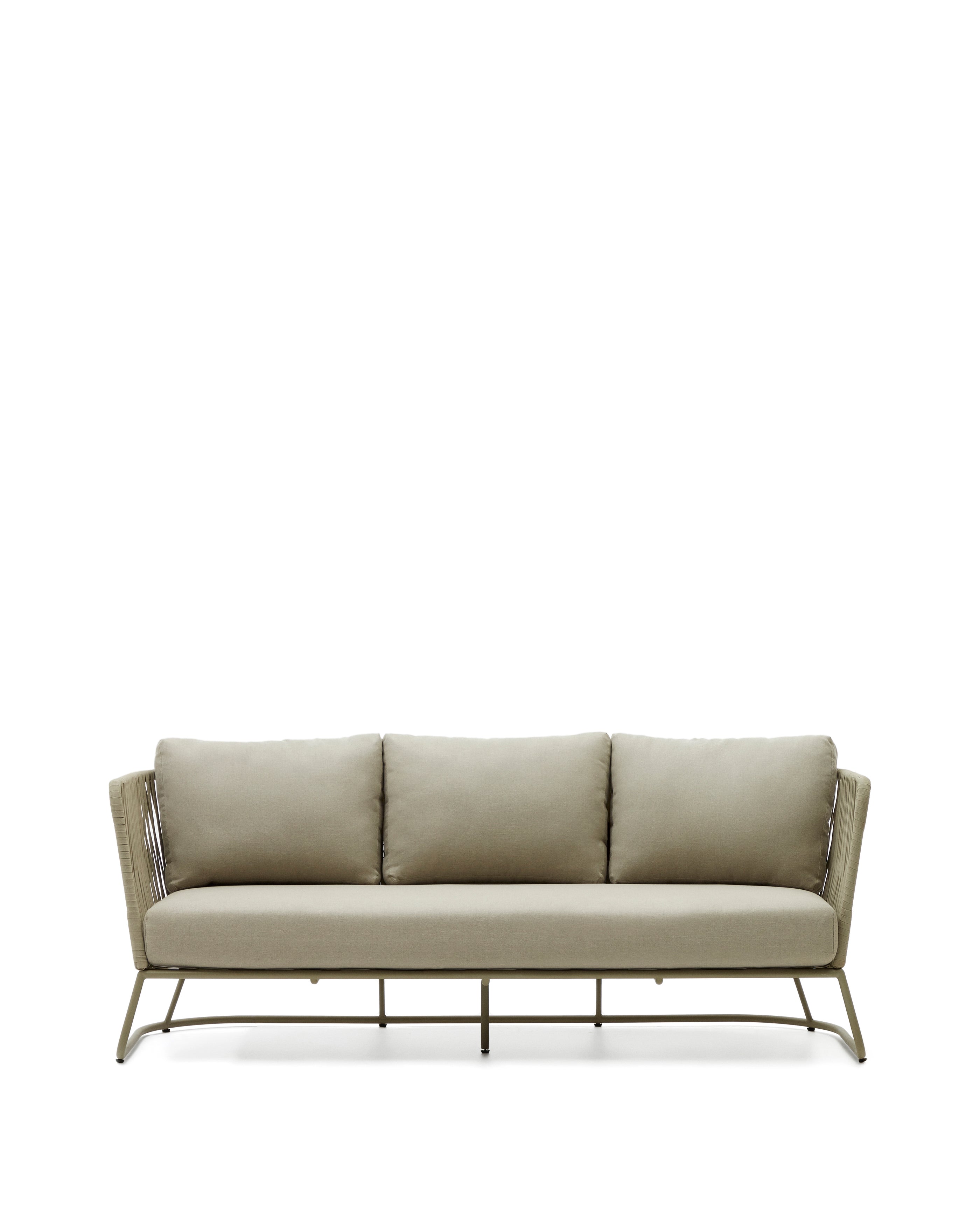 Saconca 3-seater outdoor sofa made of cord and green galvanised steel, 189 cm - Product Image