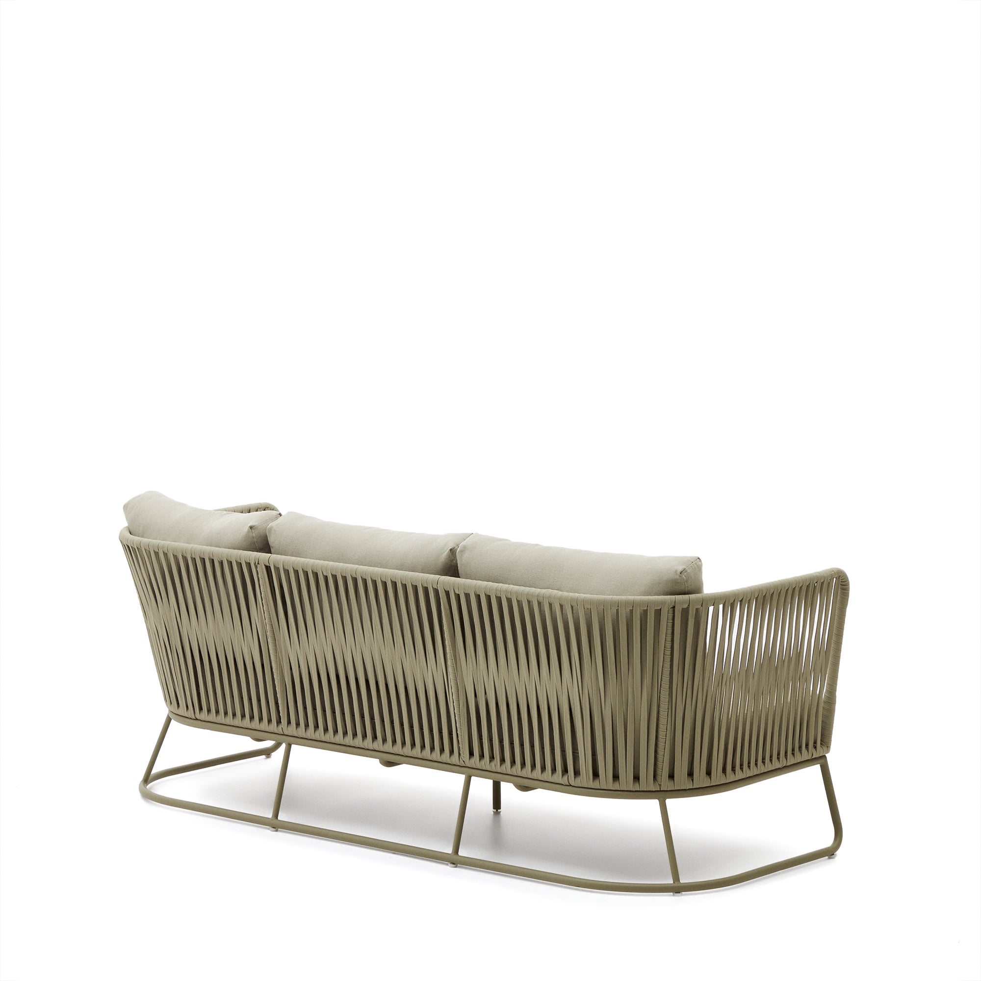 Saconca 3-seater outdoor sofa made of cord and beige galvanised steel, 183 cm