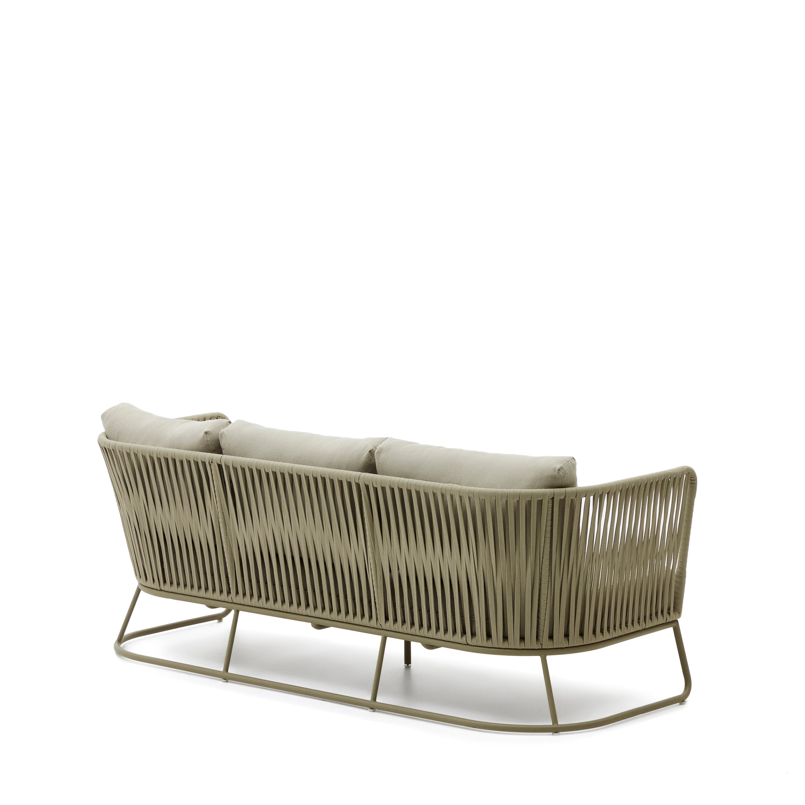 Saconca 3-seater outdoor sofa made of cord and beige galvanised steel, 183 cm