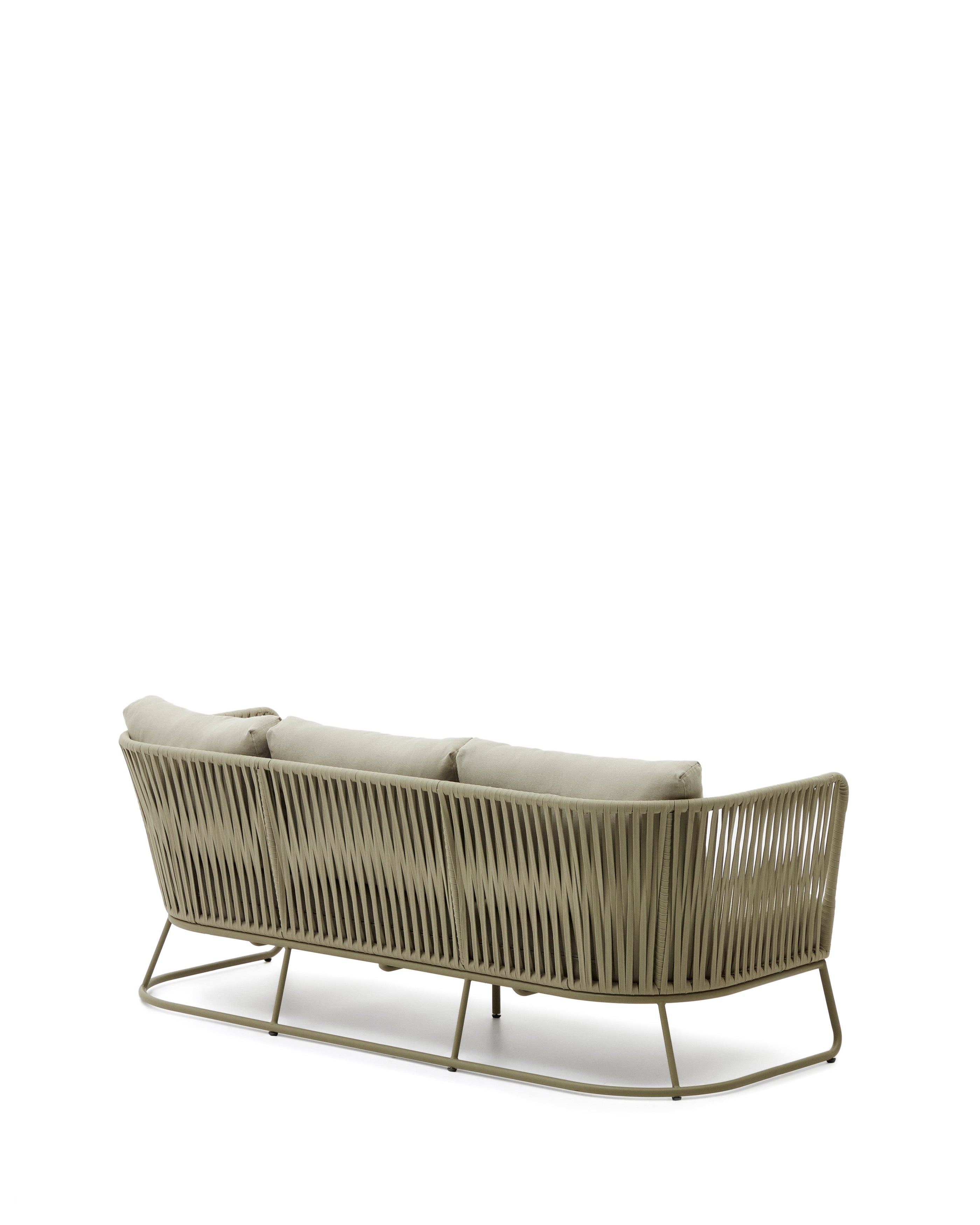 Saconca 3-seater outdoor sofa made of cord and green galvanised steel, 189 cm - Product Image