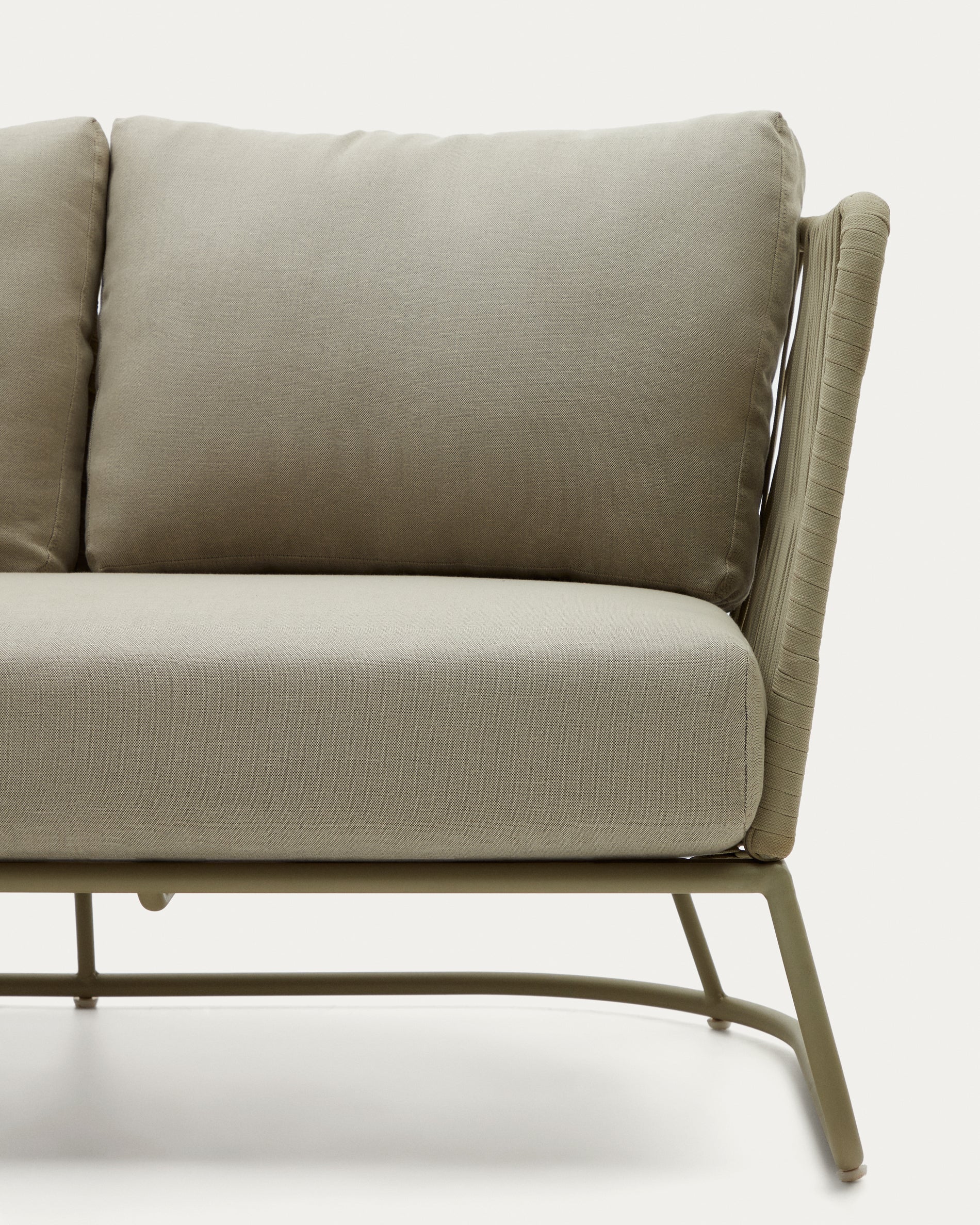 Saconca 3-seater outdoor sofa made of cord and beige galvanised steel, 183 cm