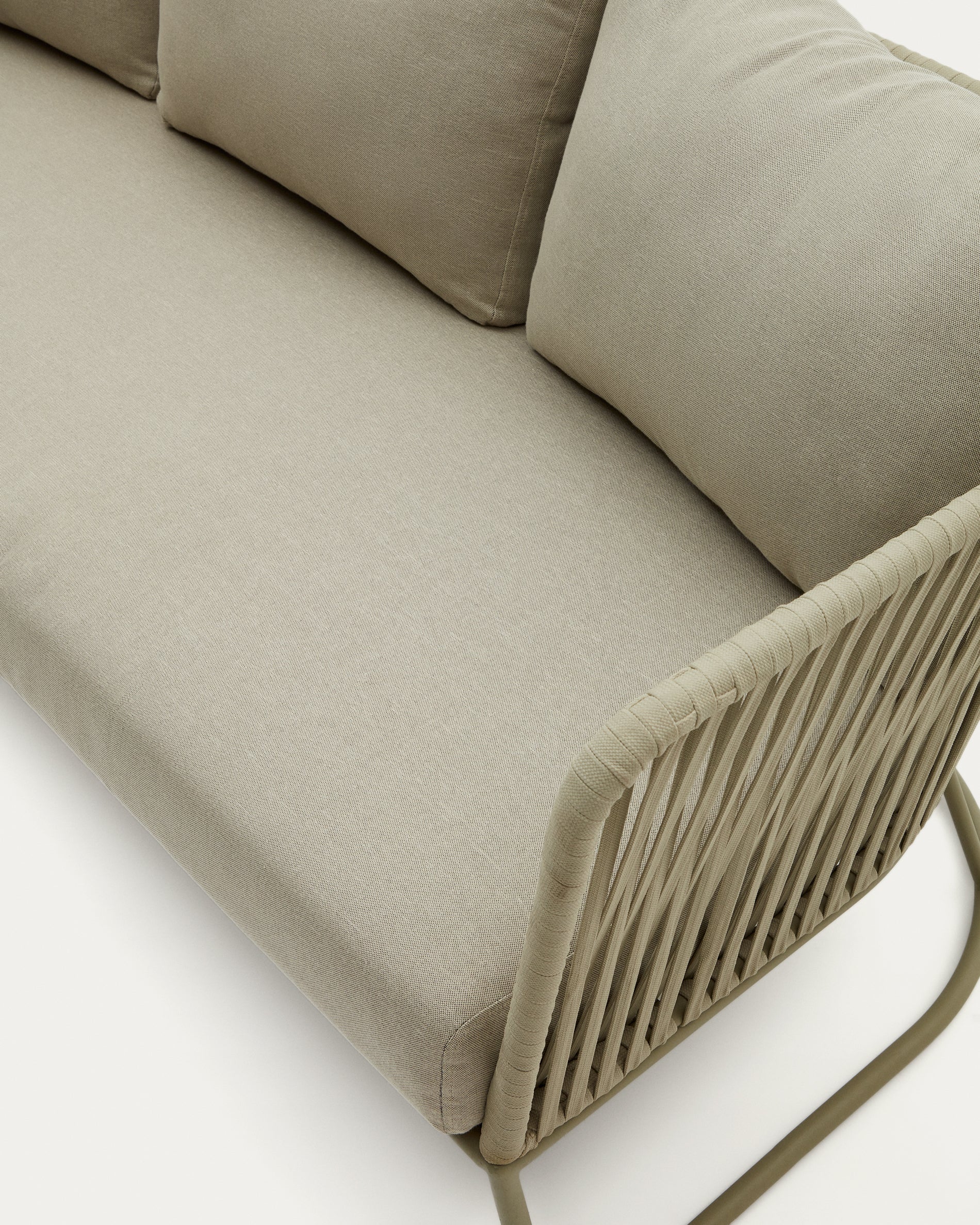 Saconca 3-seater outdoor sofa made of cord and beige galvanised steel, 183 cm