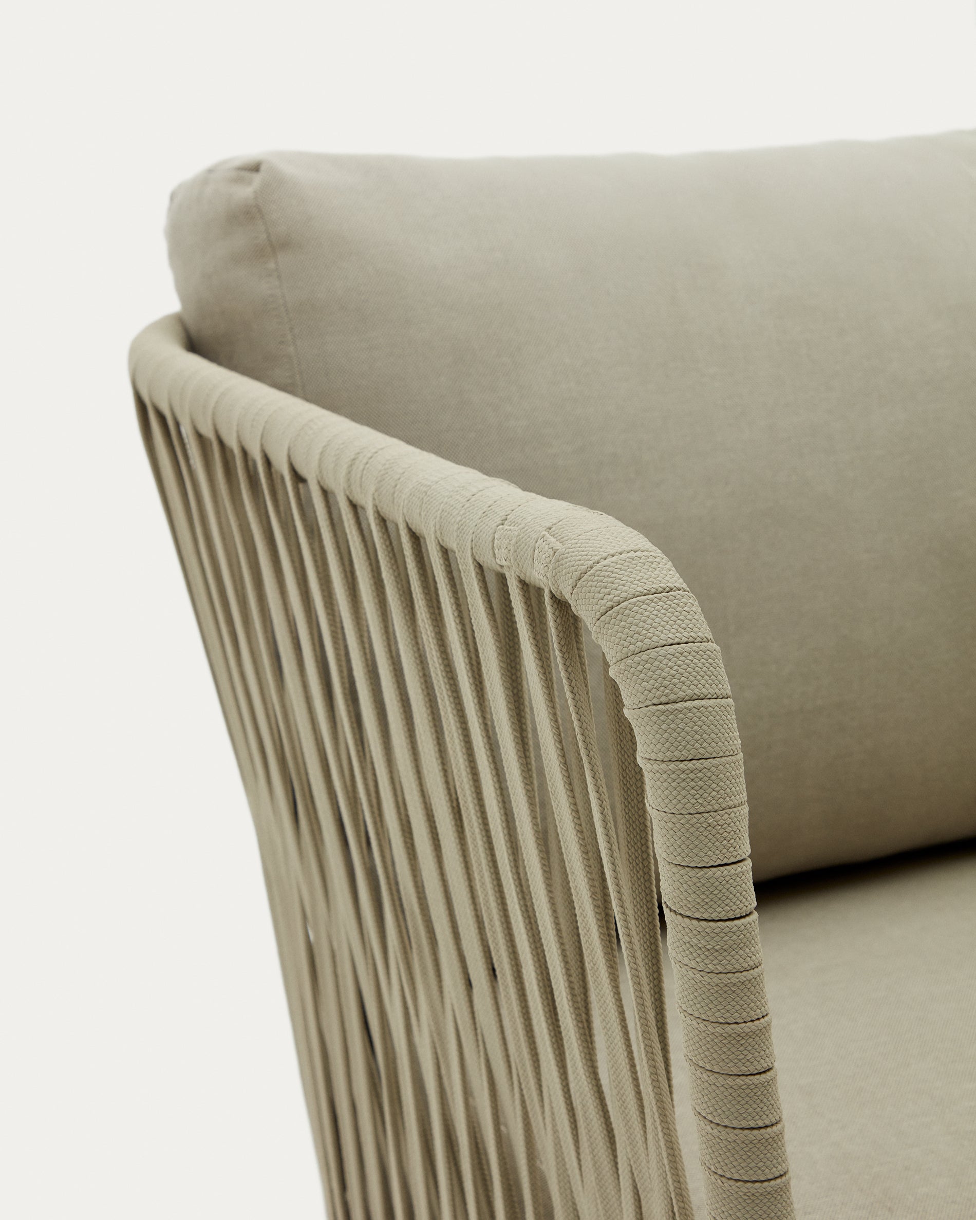 Saconca 3-seater outdoor sofa made of cord and beige galvanised steel, 183 cm