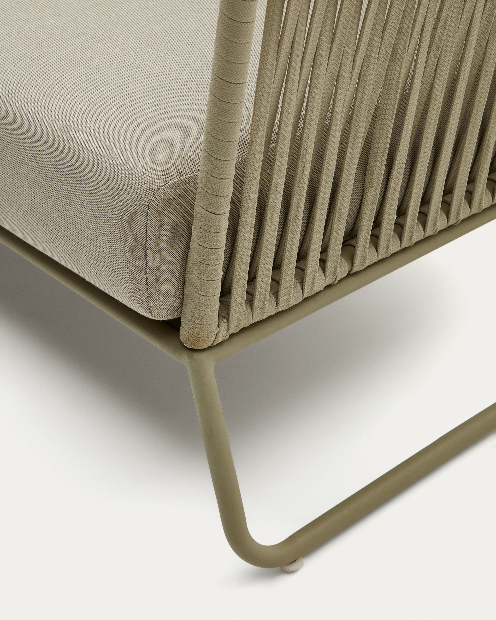 Saconca 3-seater outdoor sofa made of cord and beige galvanised steel, 183 cm