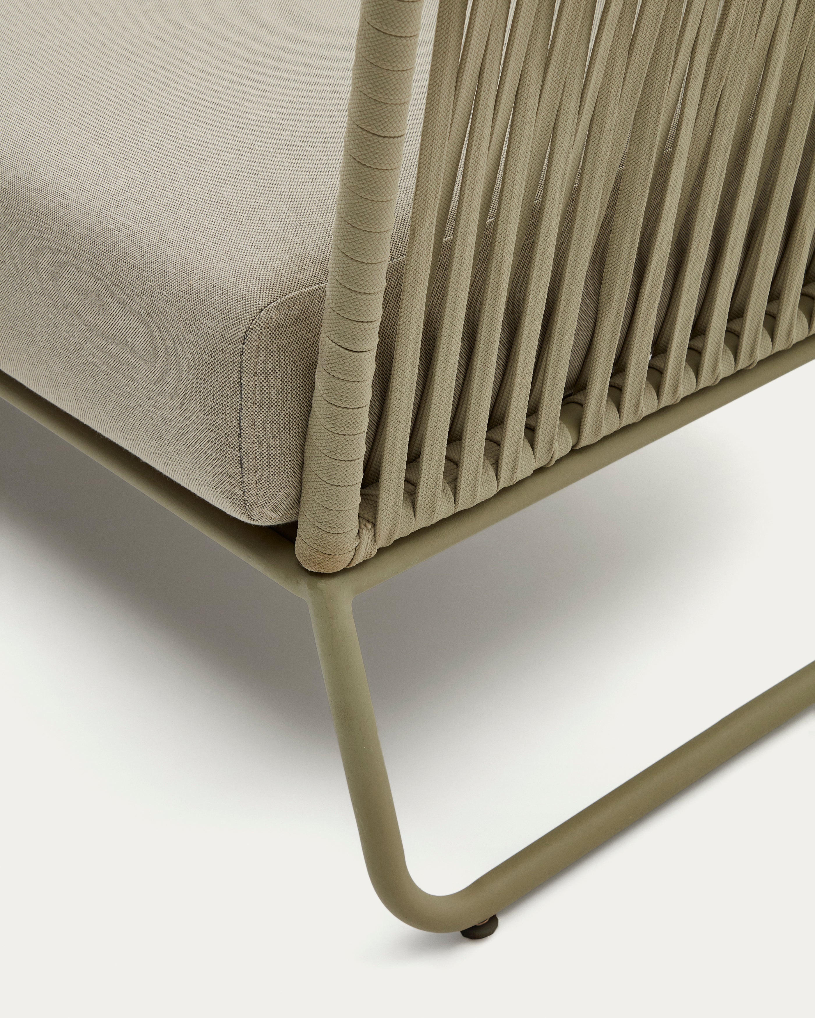 Saconca 3-seater outdoor sofa made of cord and green galvanised steel, 189 cm - Detail