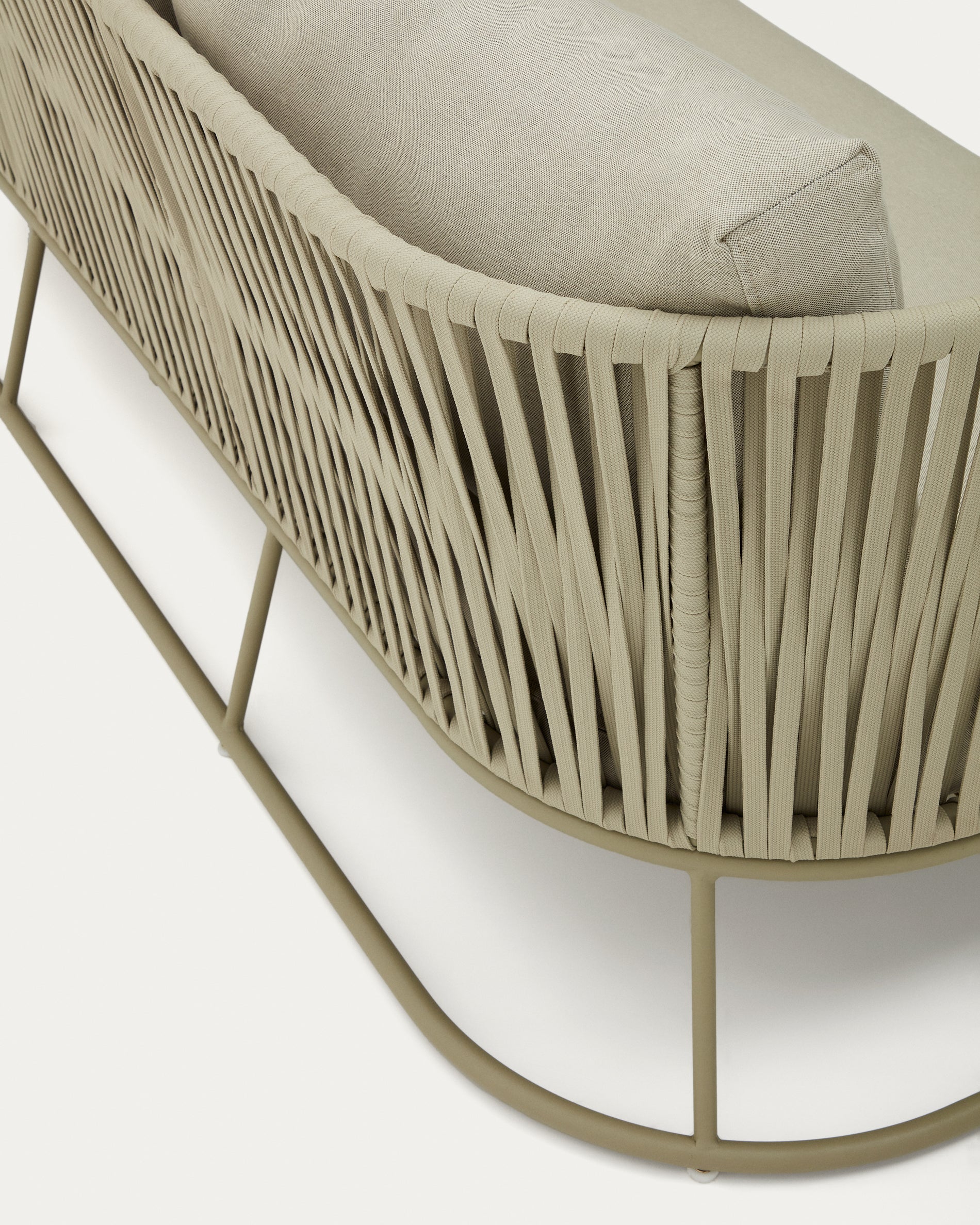 Saconca 3-seater outdoor sofa made of cord and beige galvanised steel, 183 cm