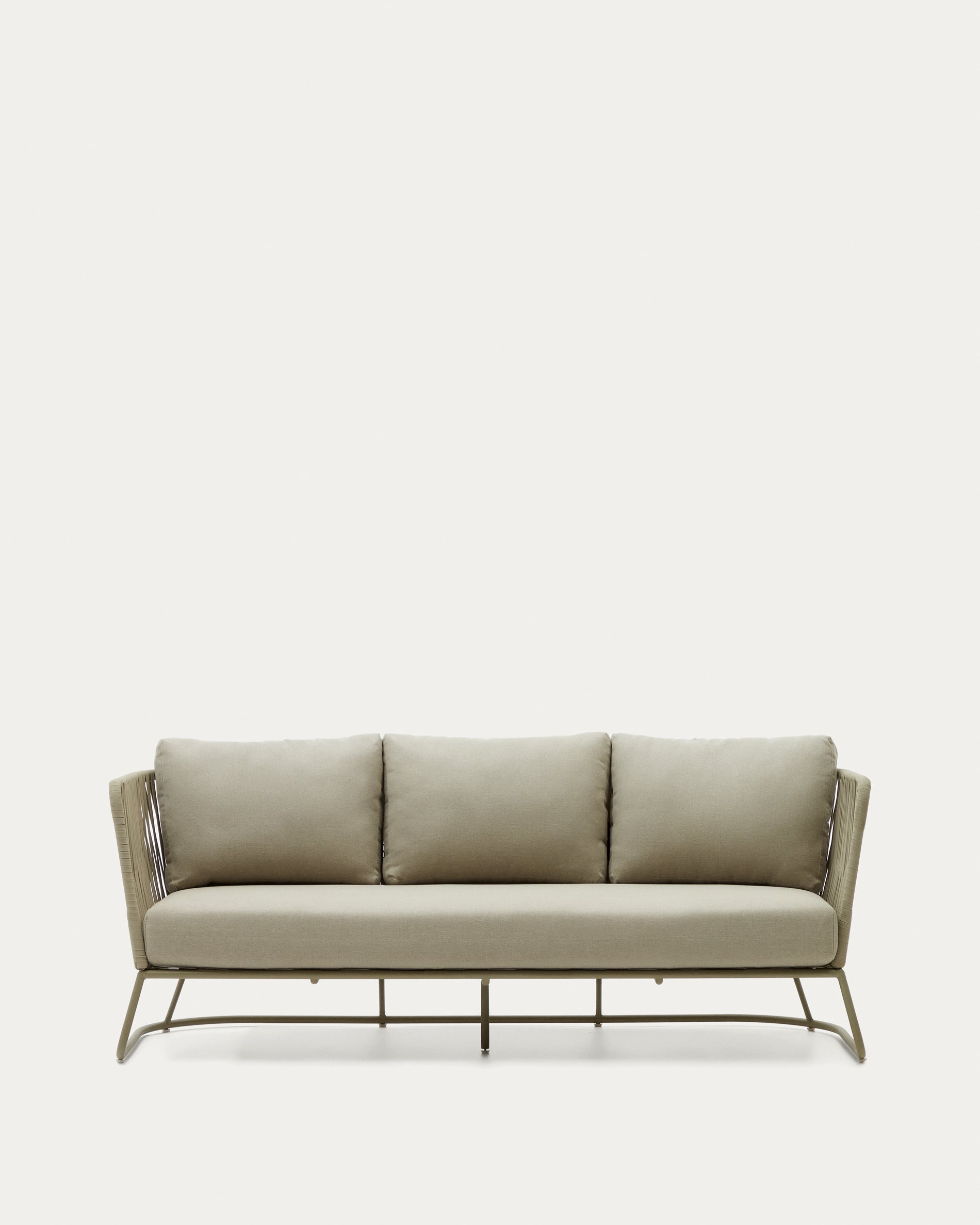 Saconca 3-seater outdoor sofa made of cord and beige galvanised steel, 183 cm