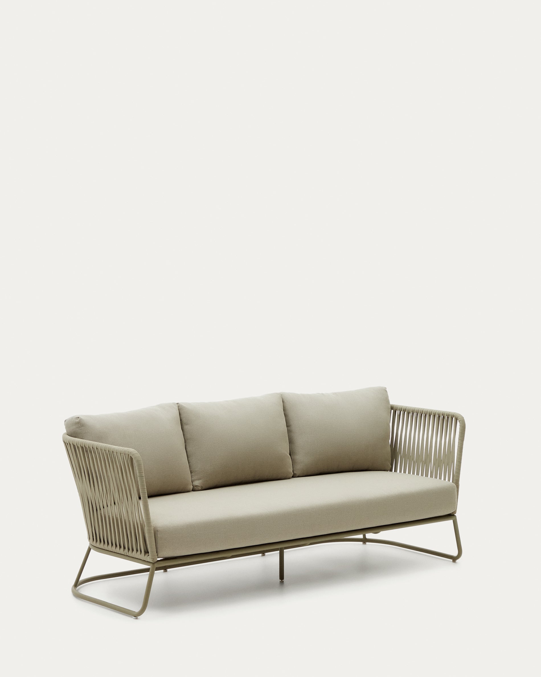 Saconca 3-seater outdoor sofa made of cord and beige galvanised steel, 183 cm