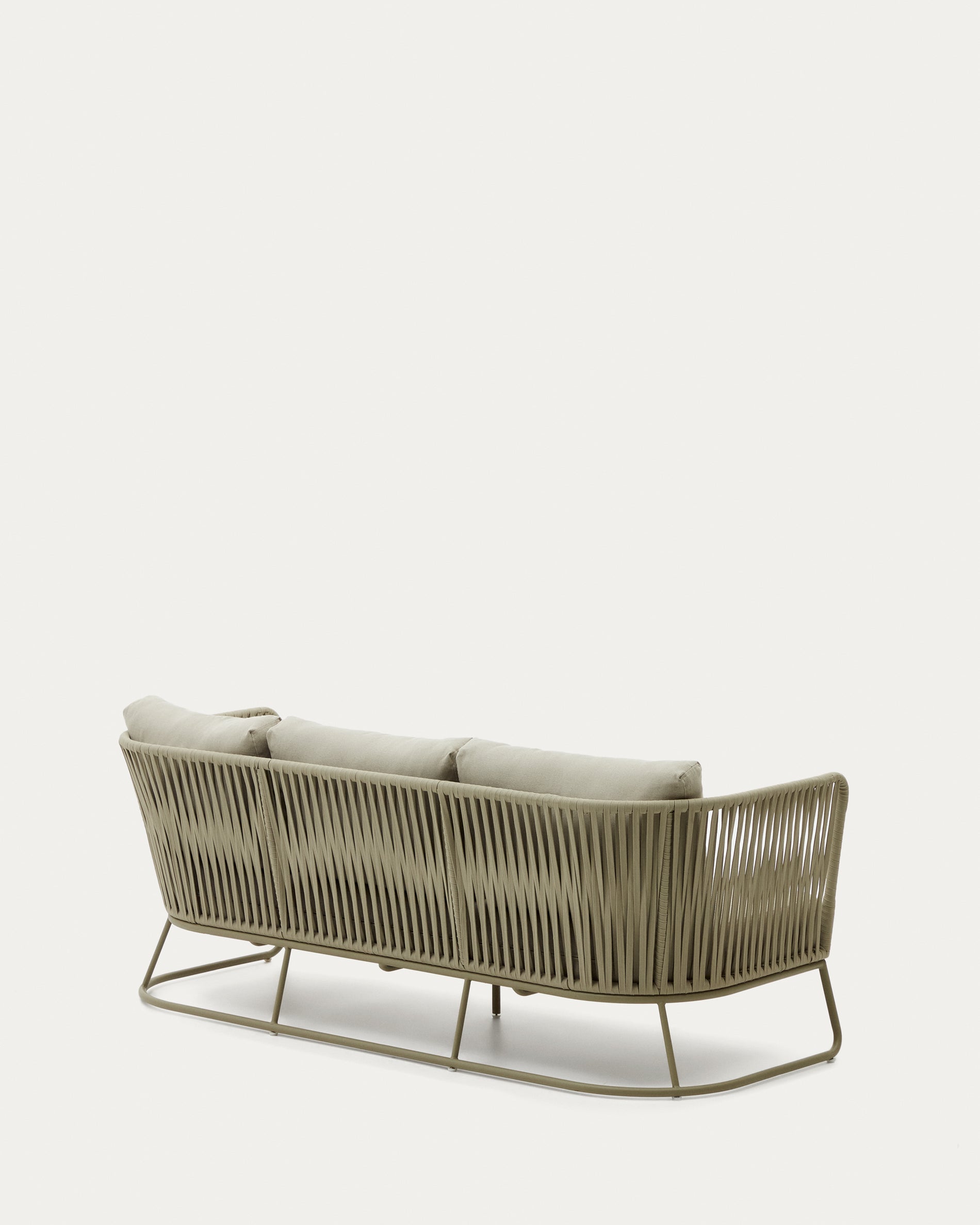 Saconca 3-seater outdoor sofa made of cord and beige galvanised steel, 183 cm