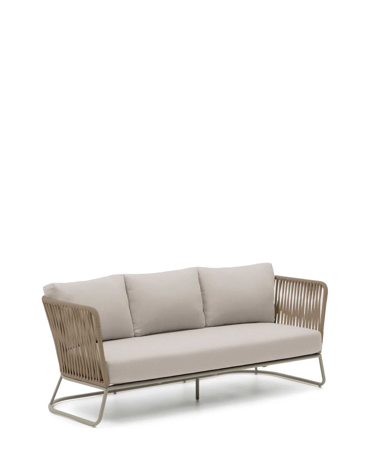 Saconca outdoor 3-seater sofa in rope cord and beige galvanised steel 189 cm - Product Image