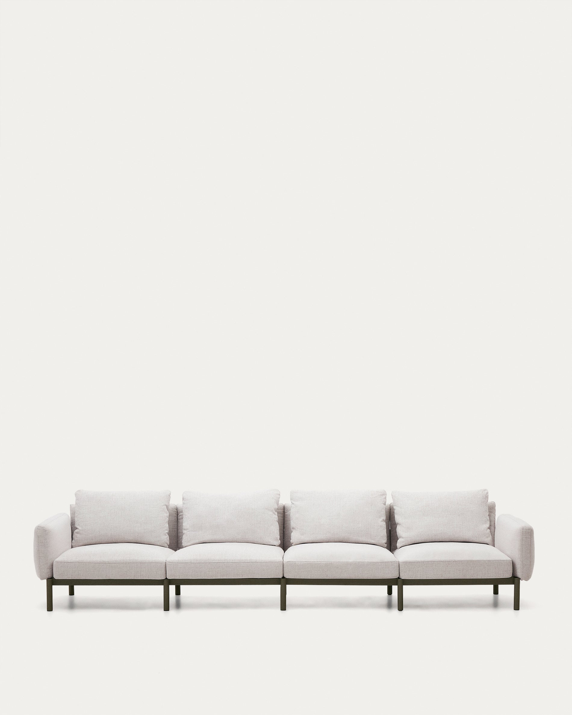 Sorells 4-seater modular outdoor sofa in aluminium with green finish 370 cm - Product View
