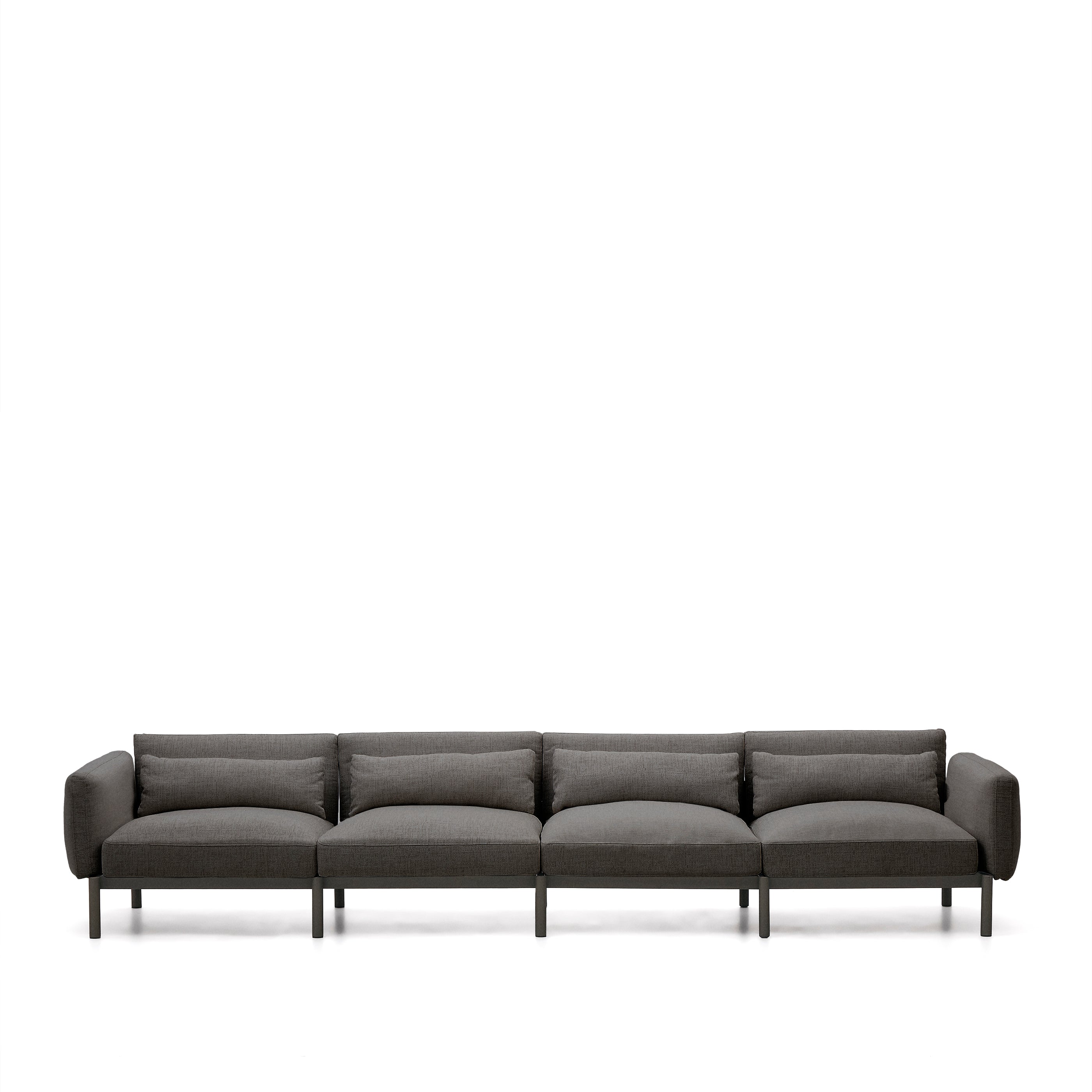 Sorells modular 4-seater outdoor sofa in aluminium with grey finish 370 cm - Product Image