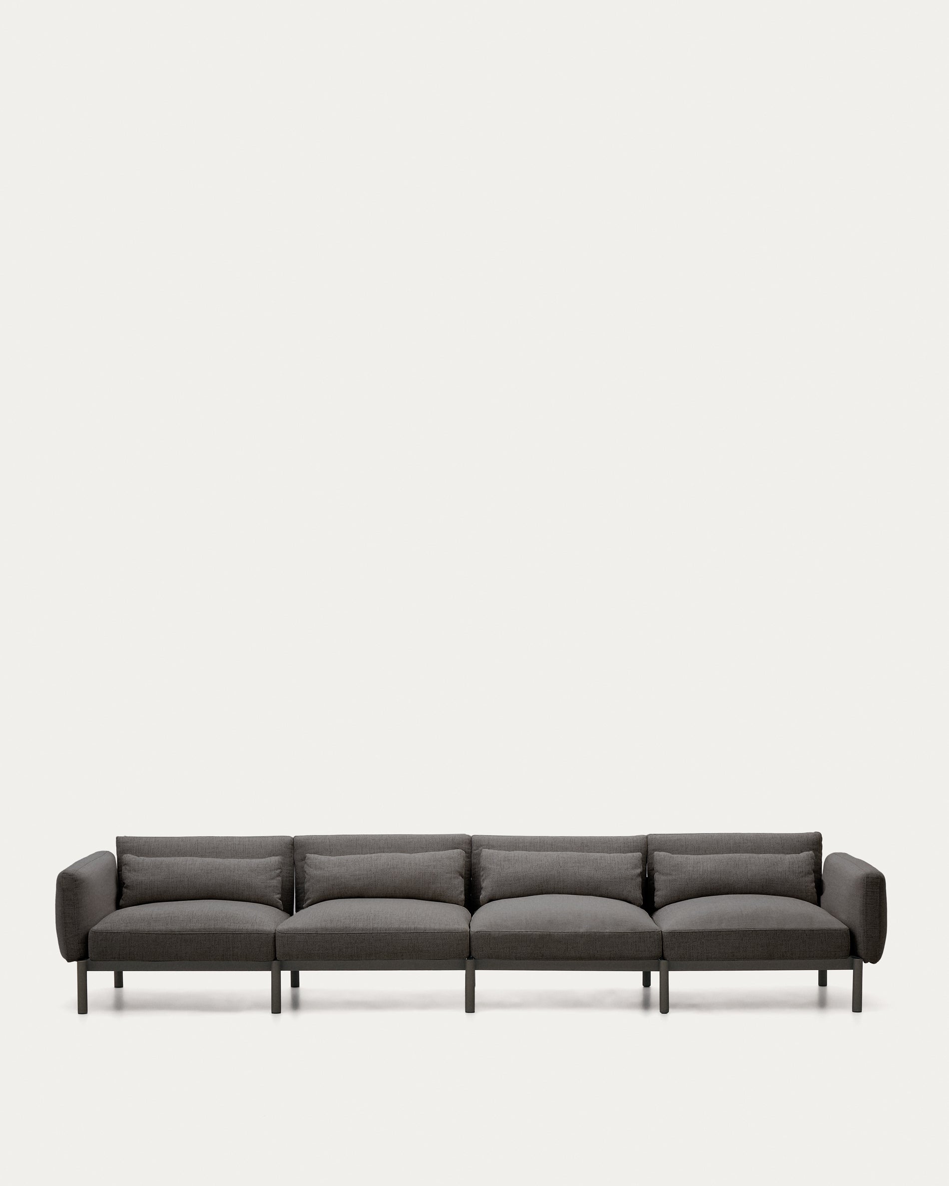 Sorells modular 4-seater outdoor sofa in aluminium with grey finish 370 cm - Product View