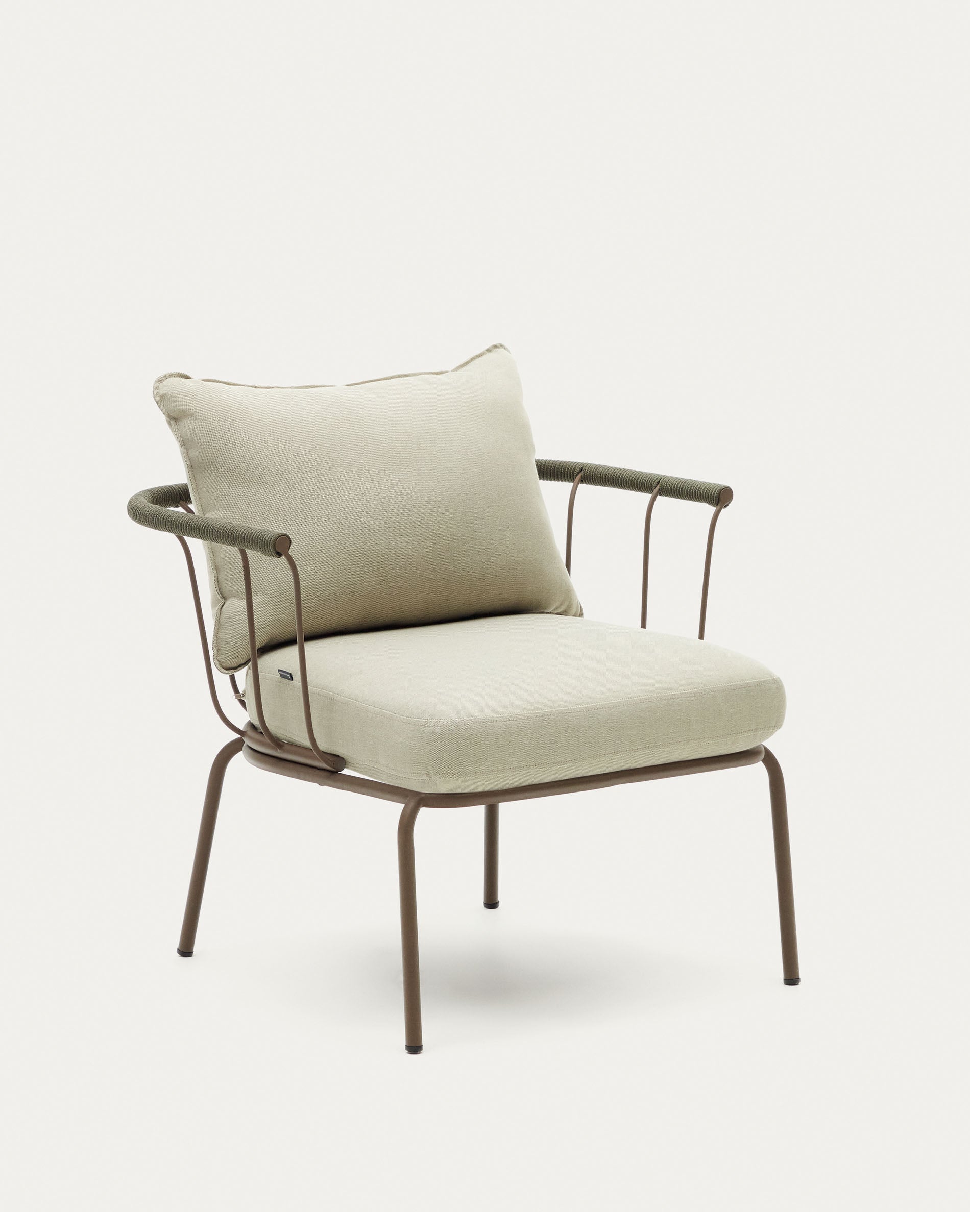 Salguer armchair in green cord and steel with a brown painted finish - Product View