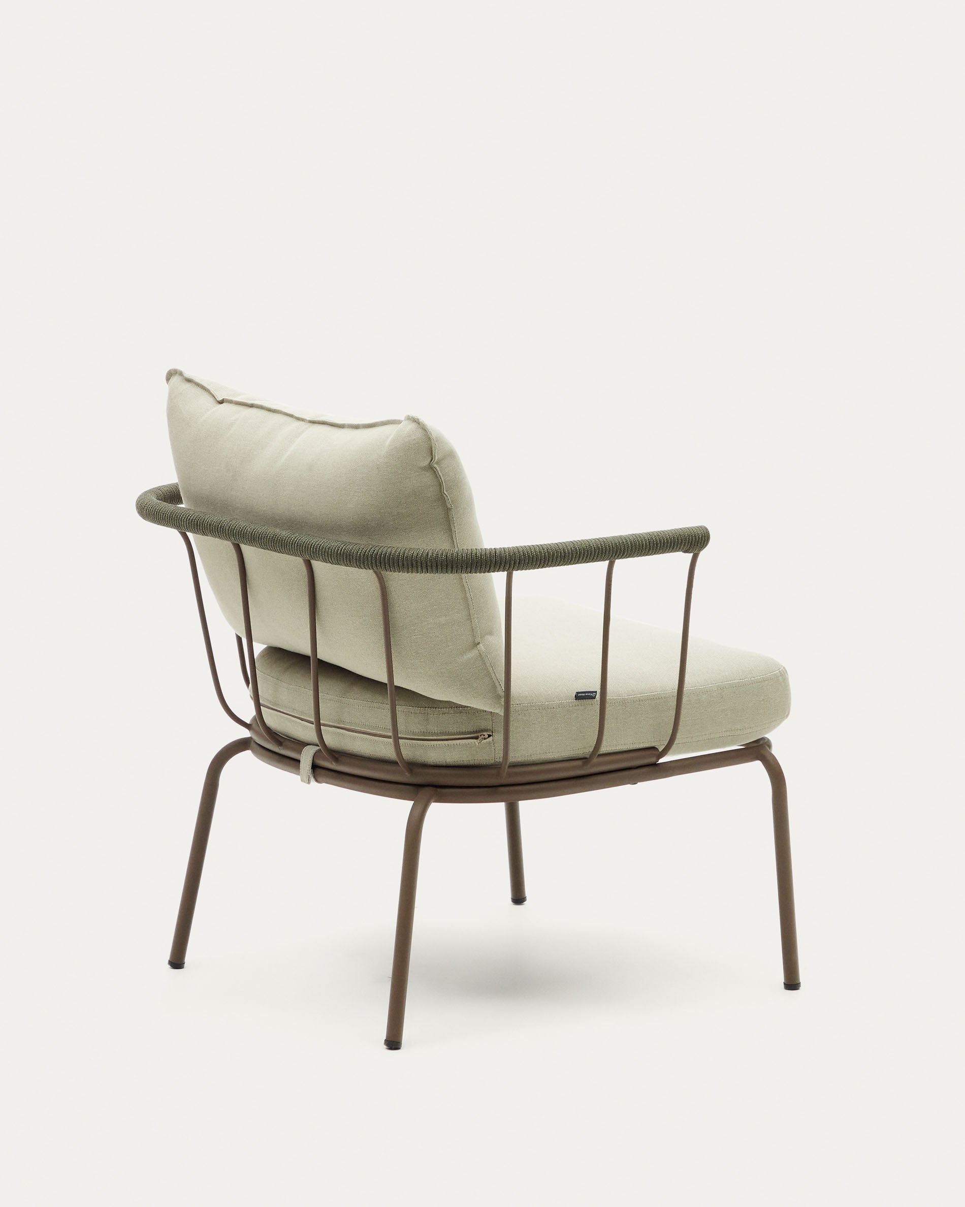 Salguer armchair in green cord and steel with a brown painted finish - Product View