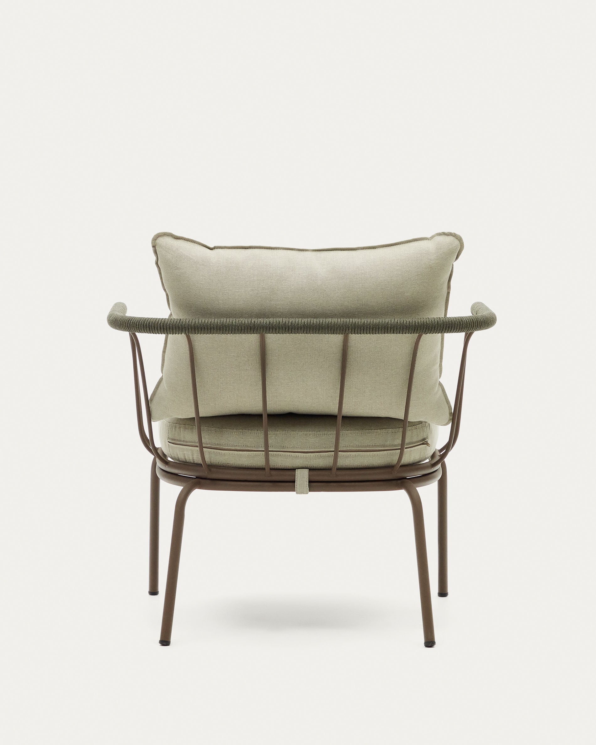 Salguer armchair in green cord and steel with a brown painted finish - Product View