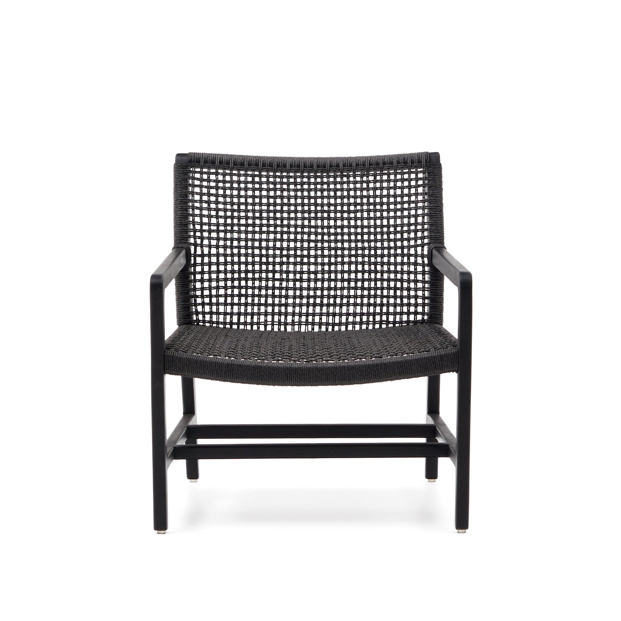 Sabolla armchair made of solid teak wood in a black finish - Product Image