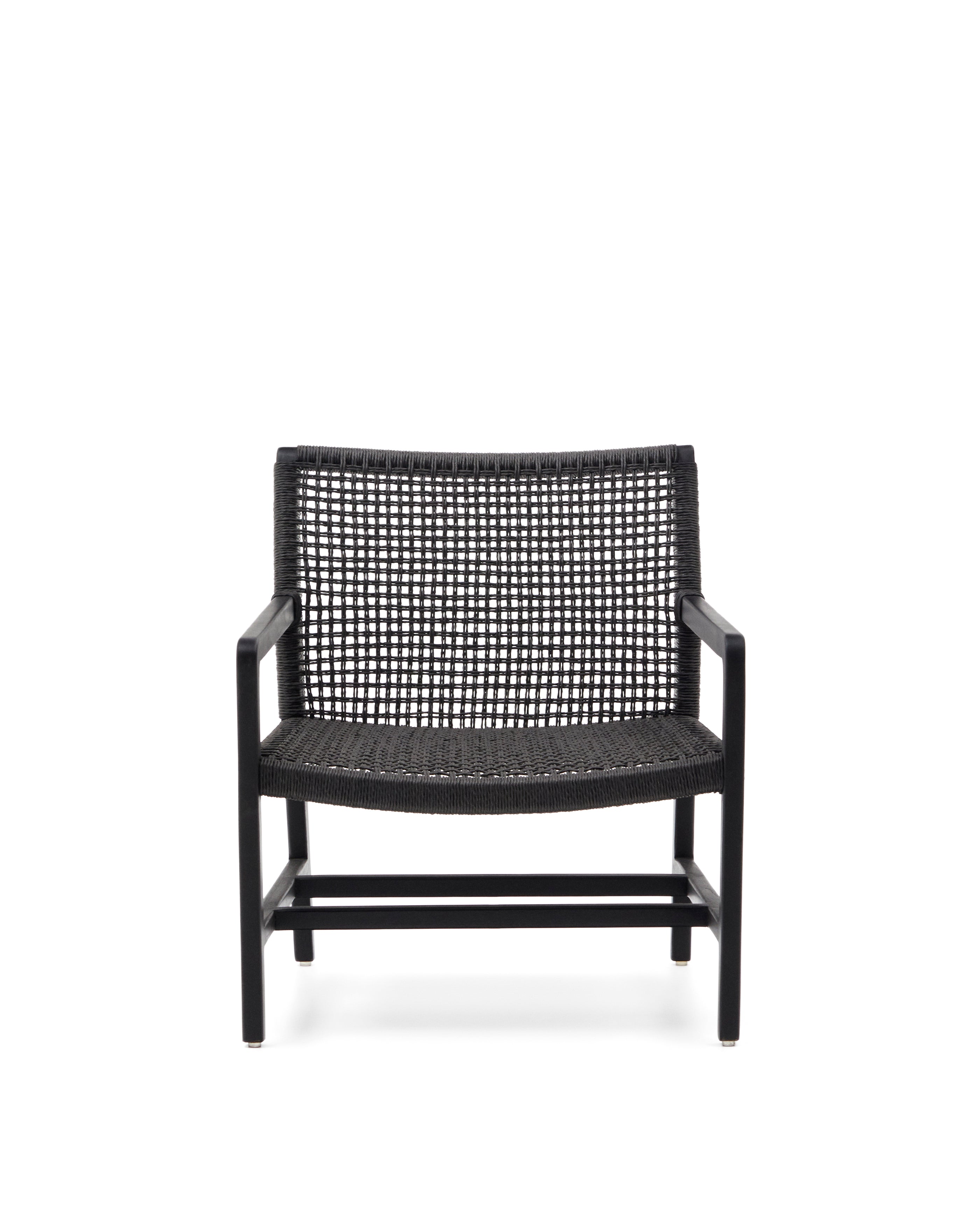 Sabolla armchair made of solid teak wood in a black finish - Product Image