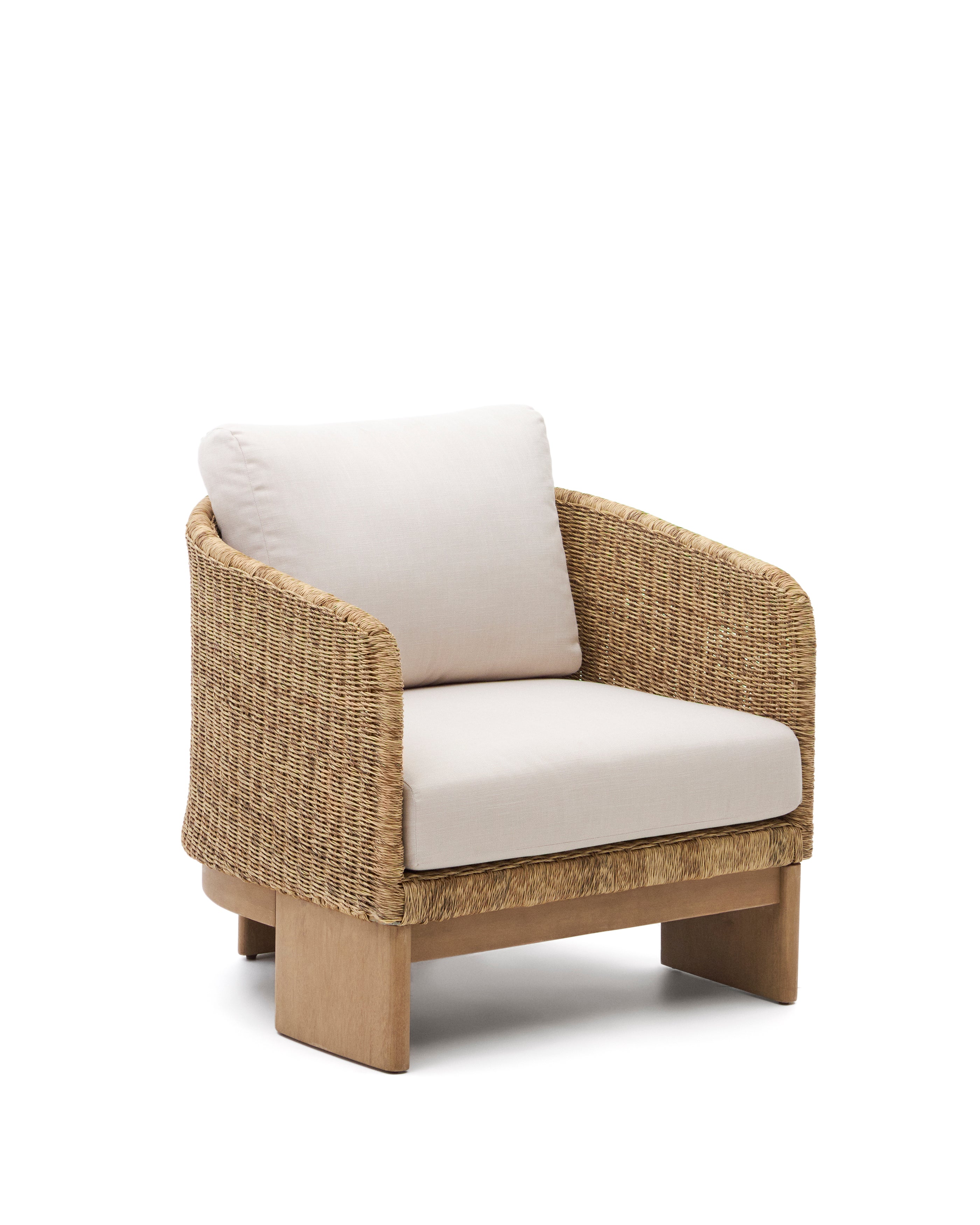 Xoriguer armchair in synthetic rattan and solid eucalyptus wood FSC 100% - Product Image