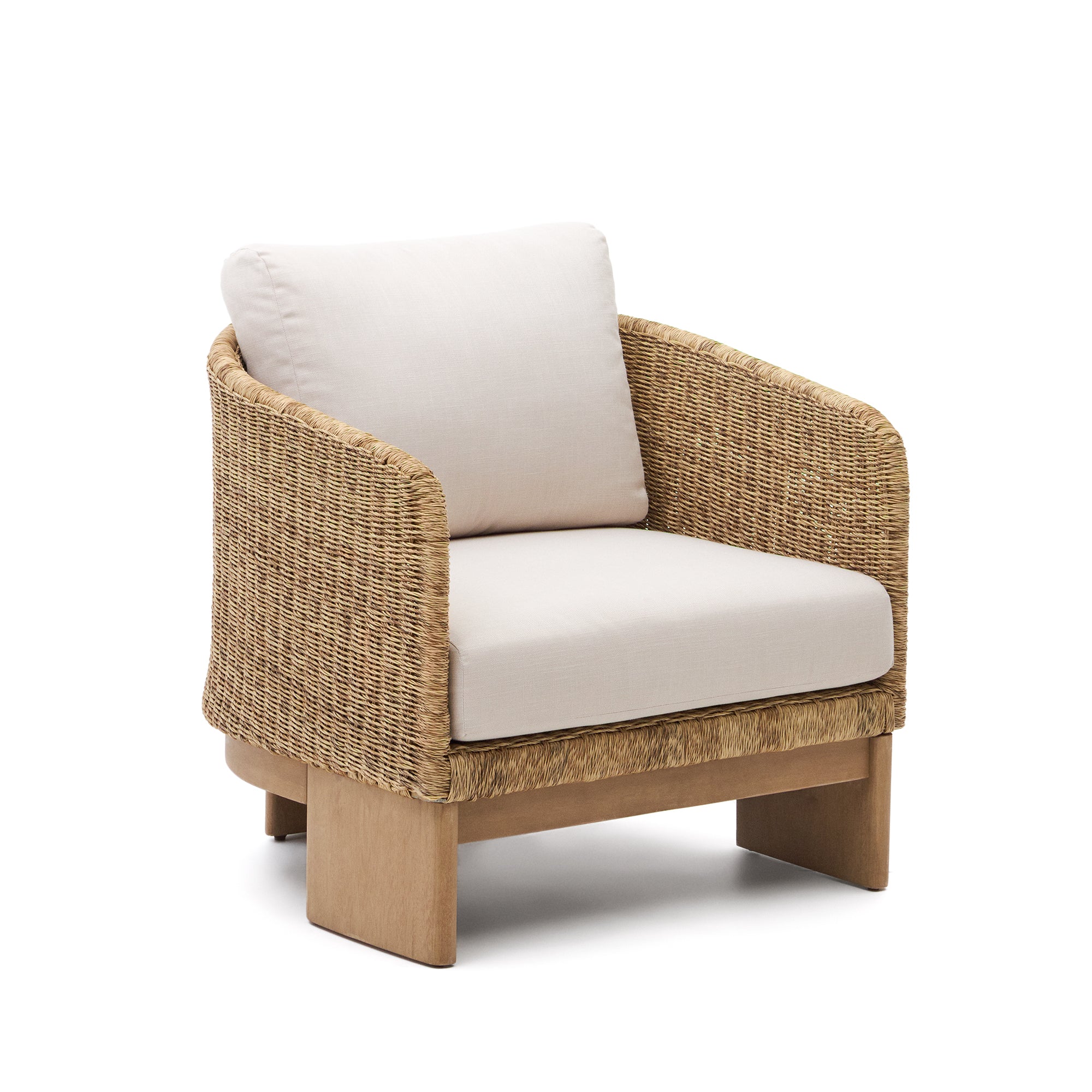 Xoriguer armchair in synthetic rattan and solid eucalyptus wood FSC 100% - Product Image