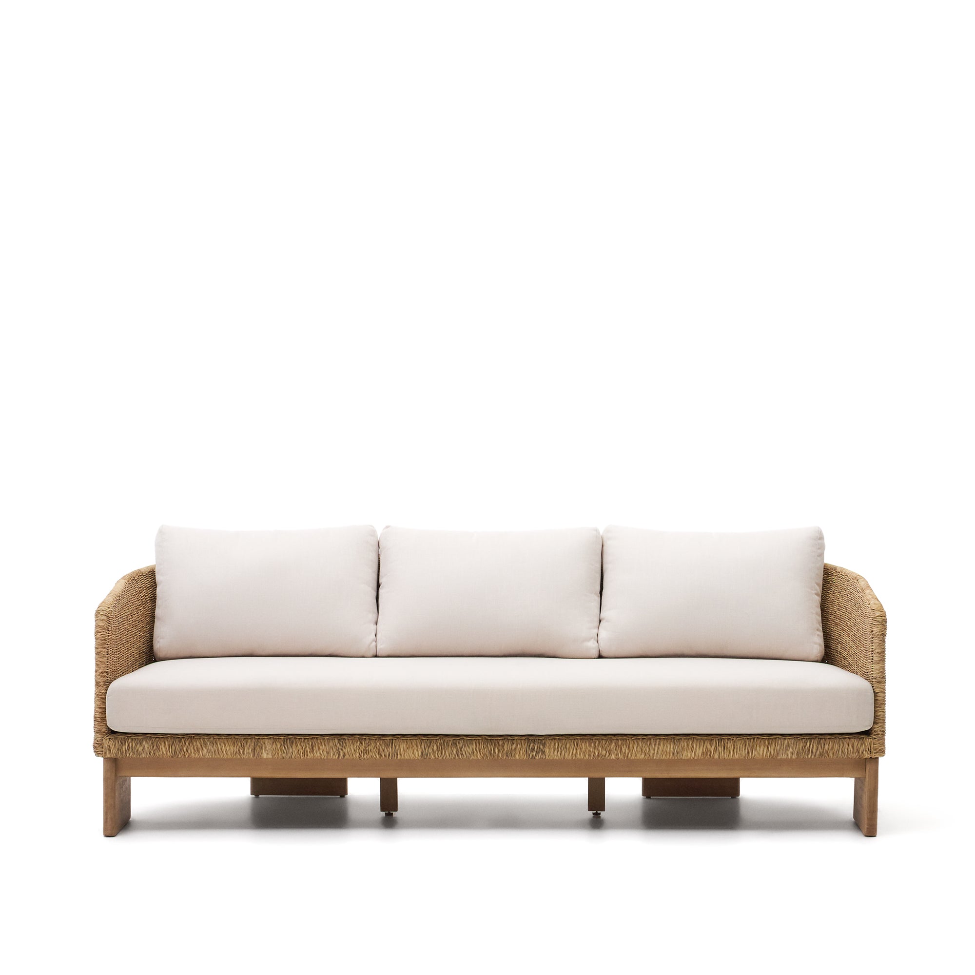 Xoriguer 3-seater sofa in synthetic rattan and solid eucalyptus wood, 223 cm FSC 100% - Product Image